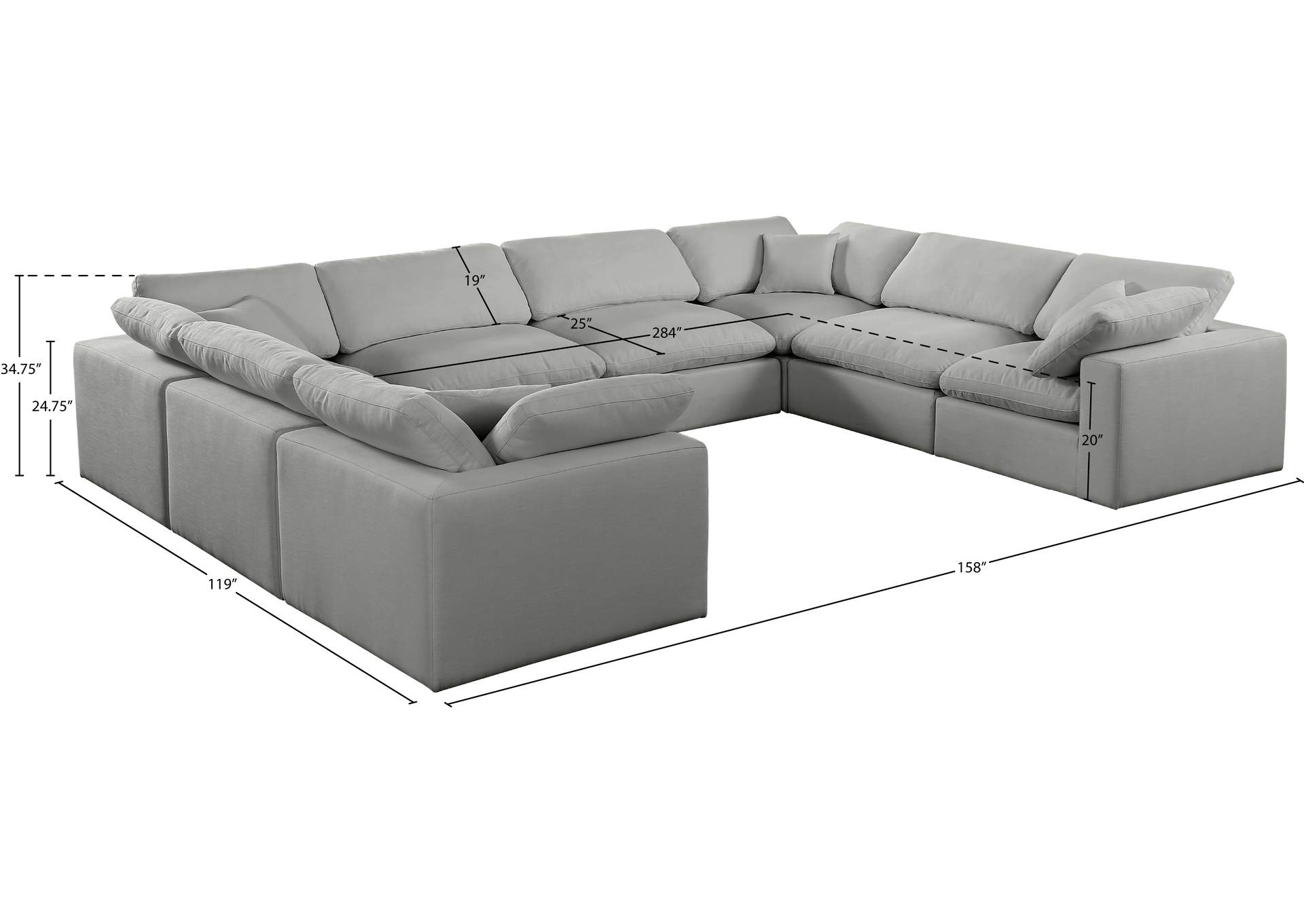 Comfy Grey Linen Textured Fabric Modular Sectional image 11