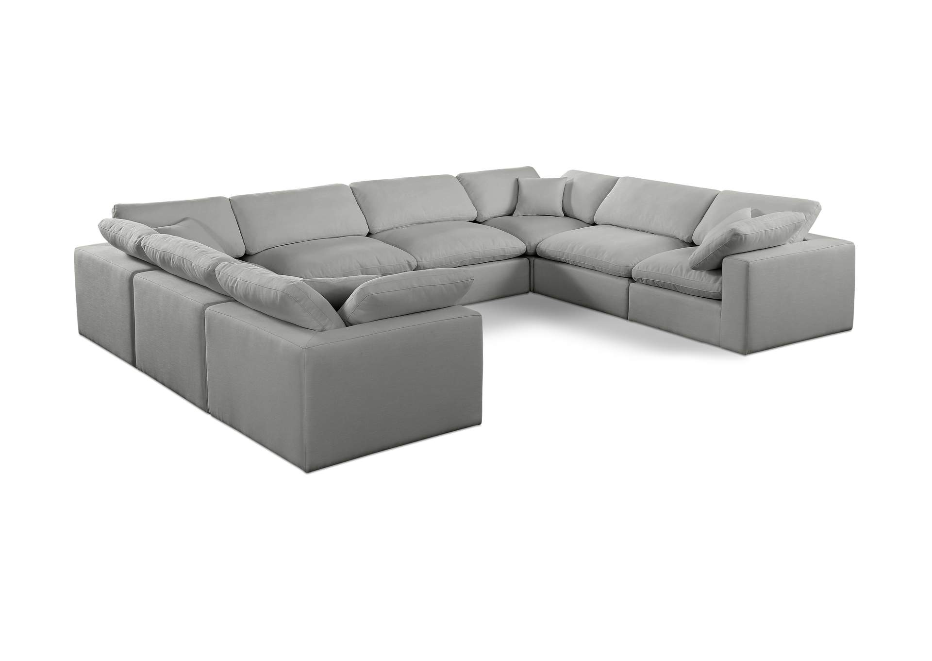 Comfy Grey Linen Textured Fabric Modular Sectional image 1
