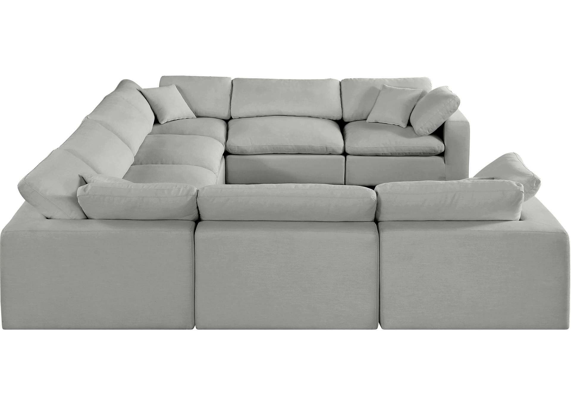 Comfy Grey Linen Textured Fabric Modular Sectional image 6