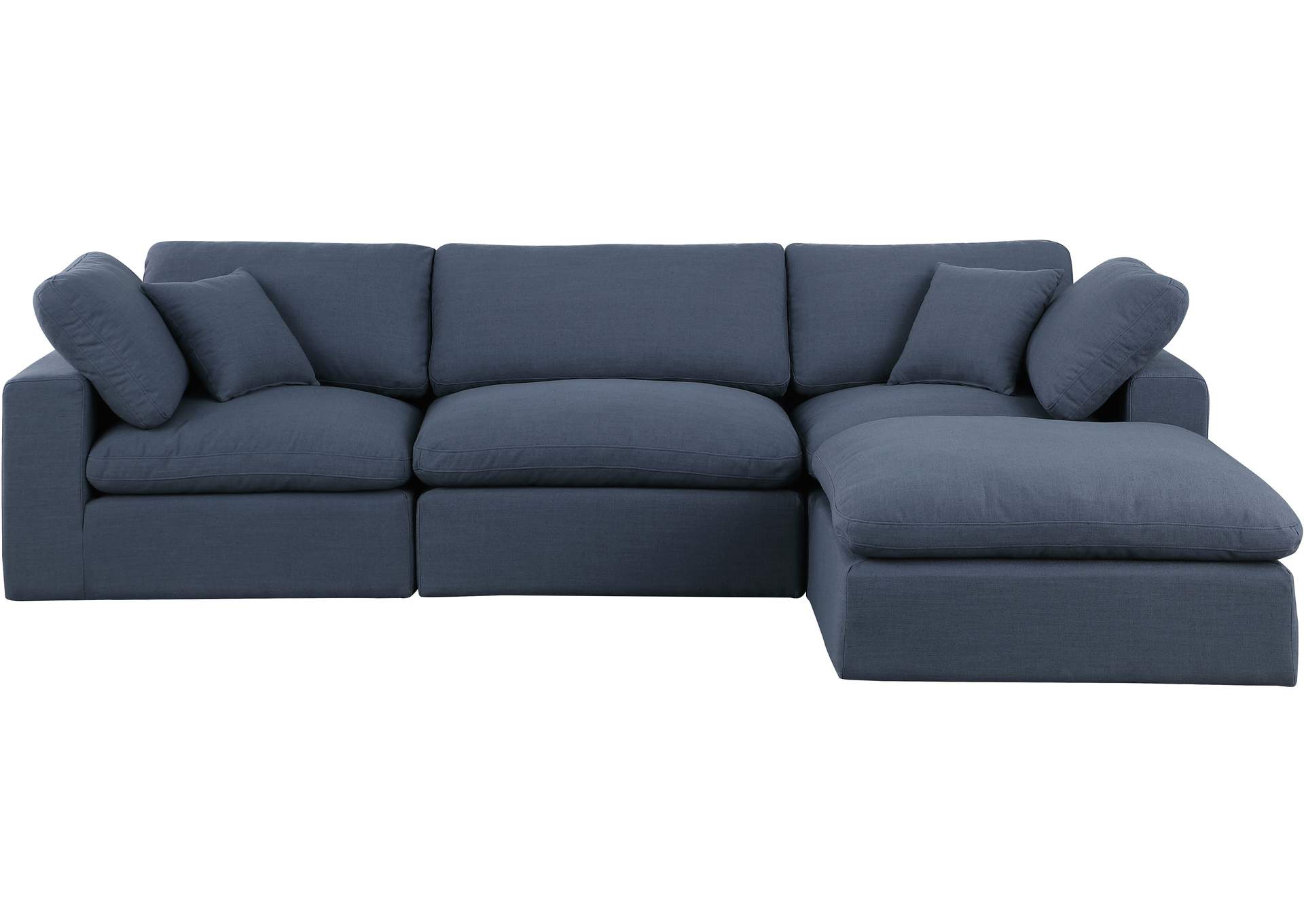 Comfy Navy Linen Textured Fabric Modular Sectional