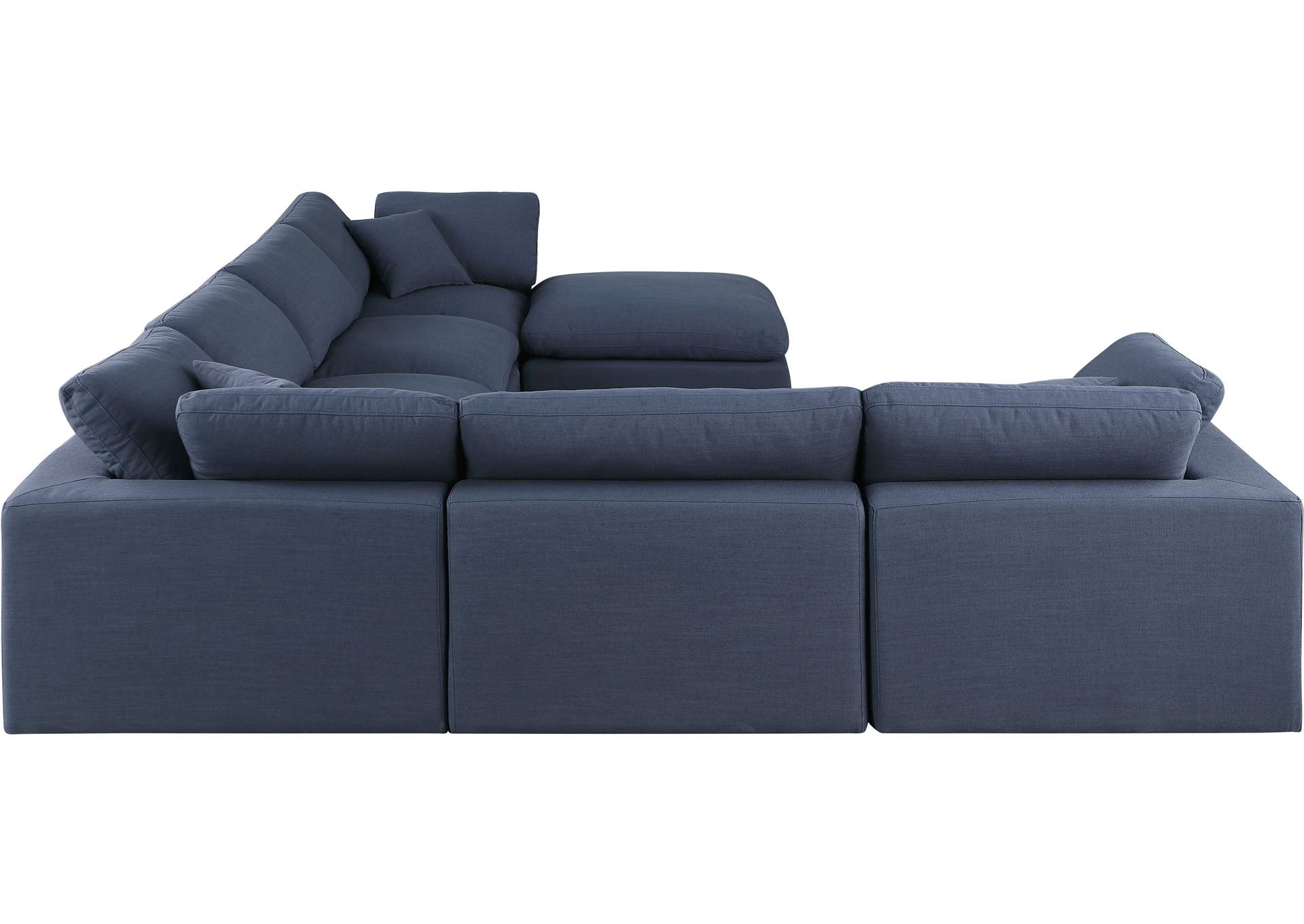 Comfy Navy Linen Textured Fabric Modular Sectional