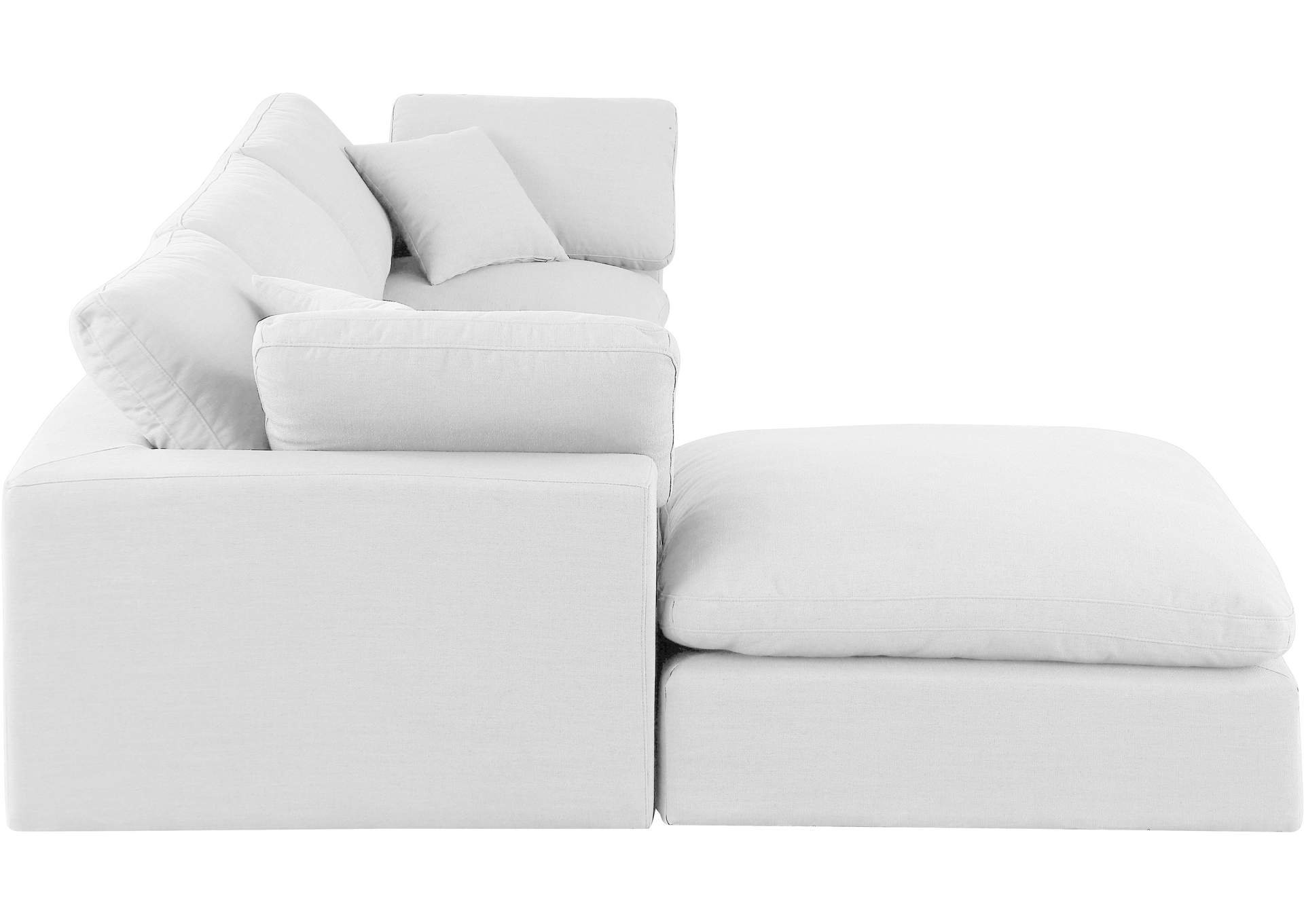 Comfy White Linen Textured Fabric Modular Sectional image 11