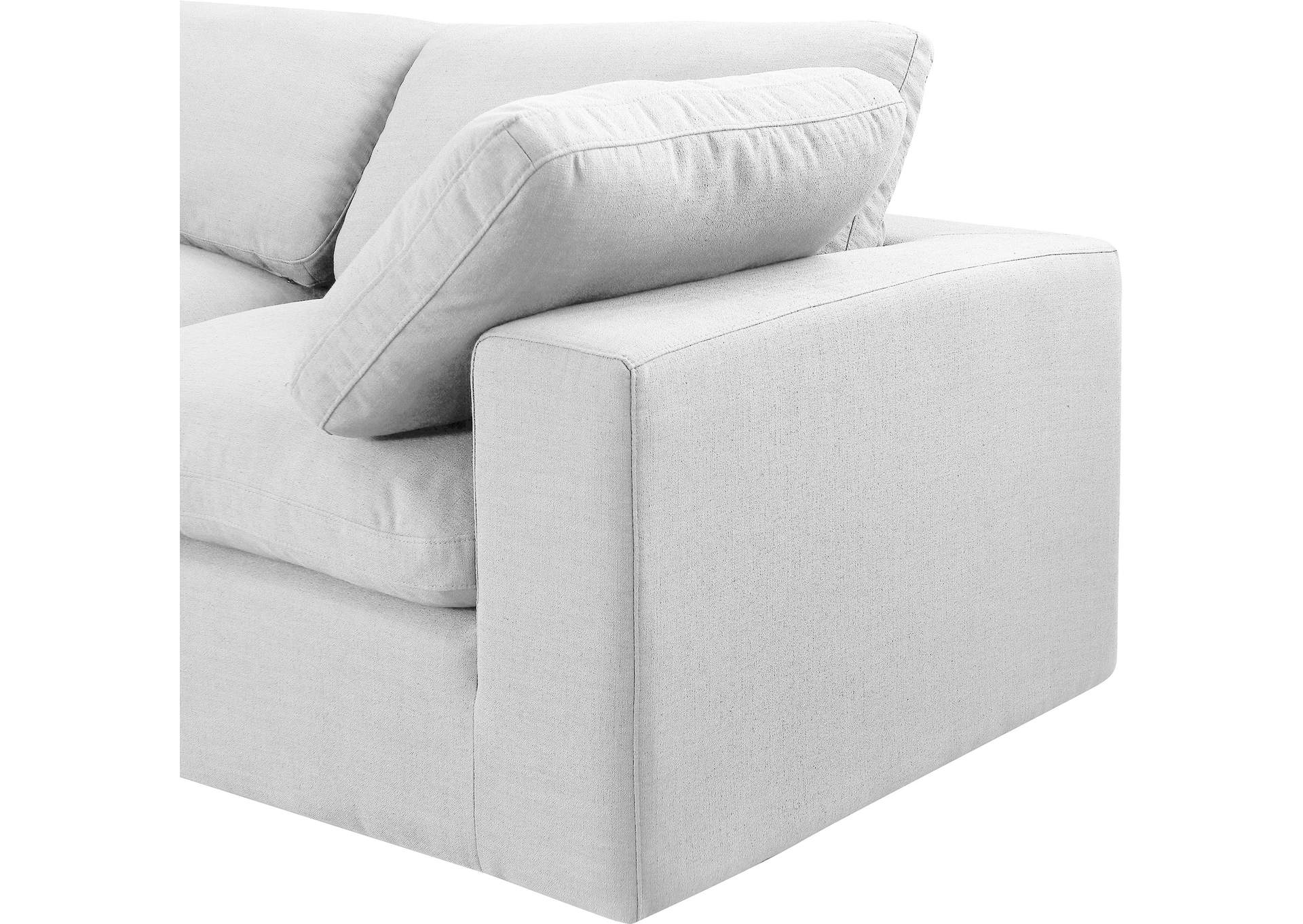 Comfy White Linen Textured Fabric Modular Sectional image 13