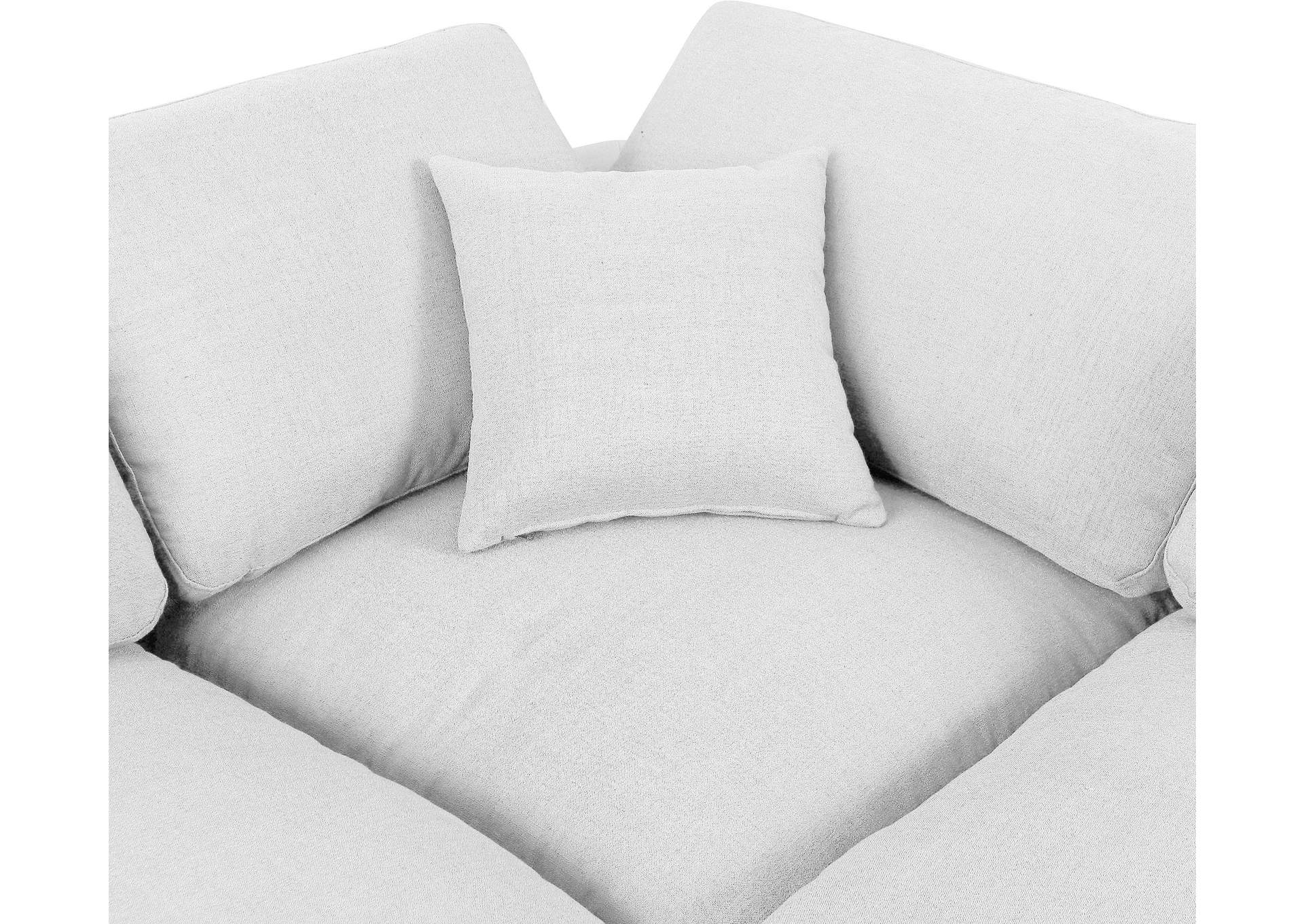 Comfy White Linen Textured Fabric Modular Sectional image 14