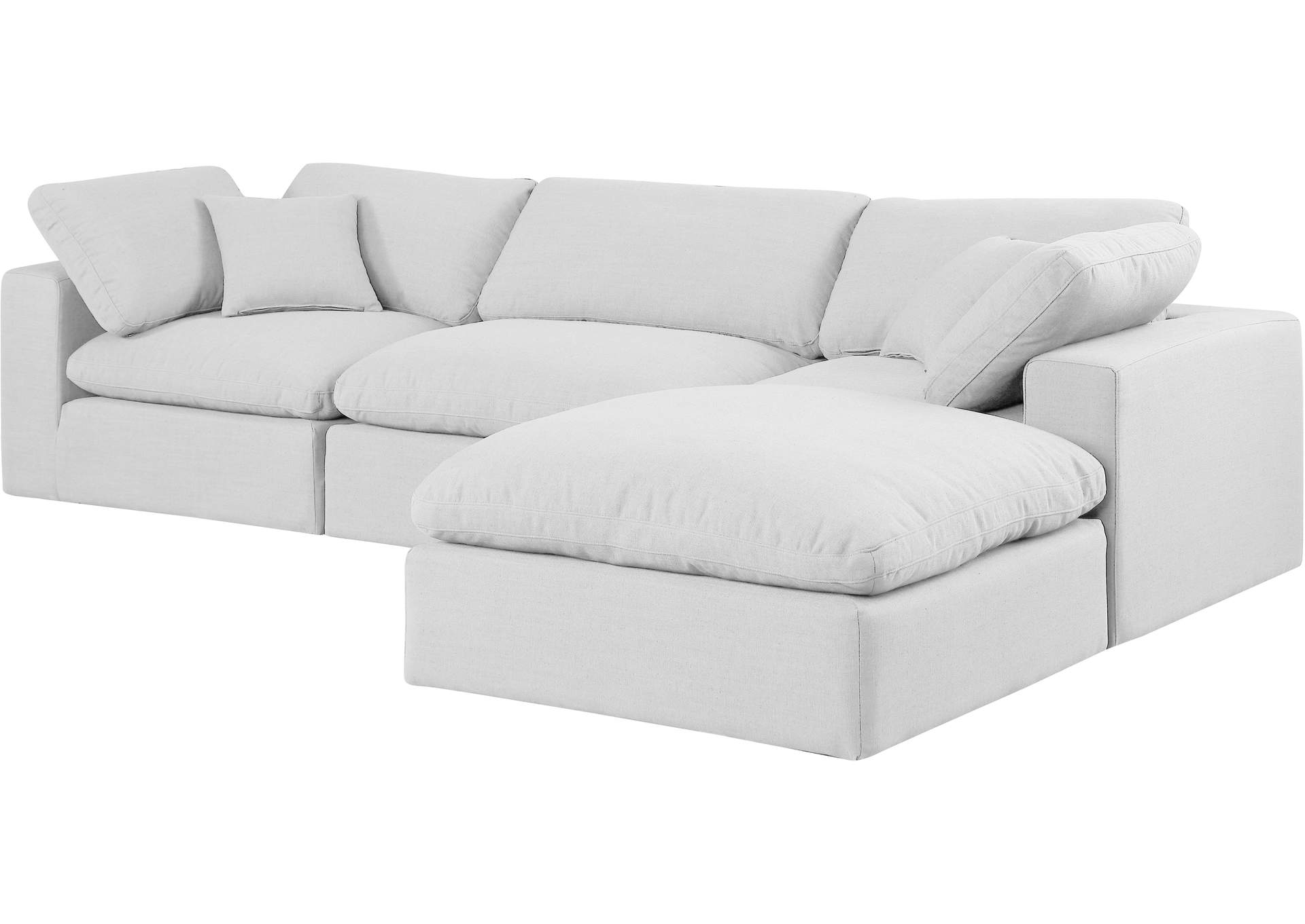 Comfy White Linen Textured Fabric Modular Sectional image 3