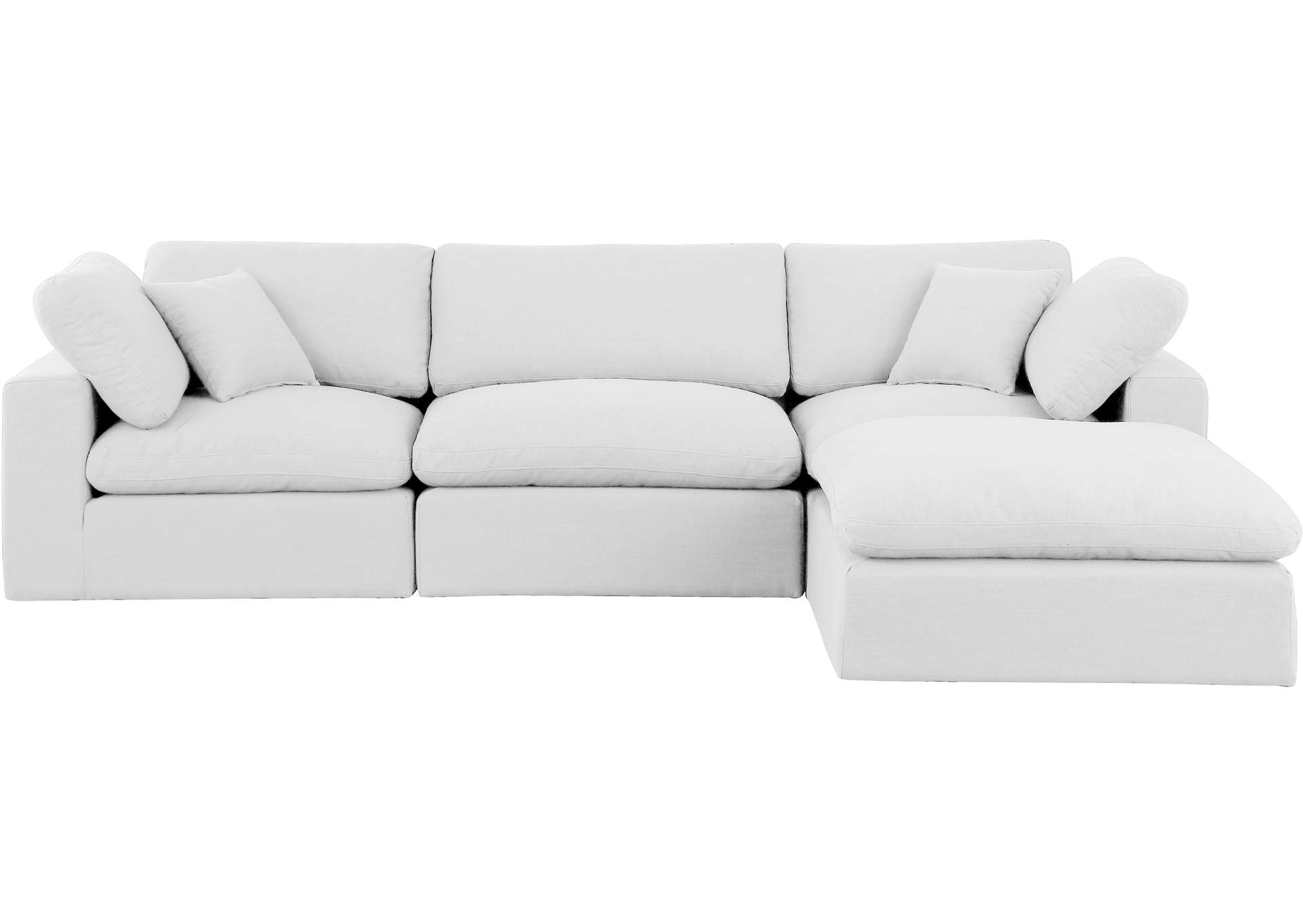 Comfy White Linen Textured Fabric Modular Sectional image 9