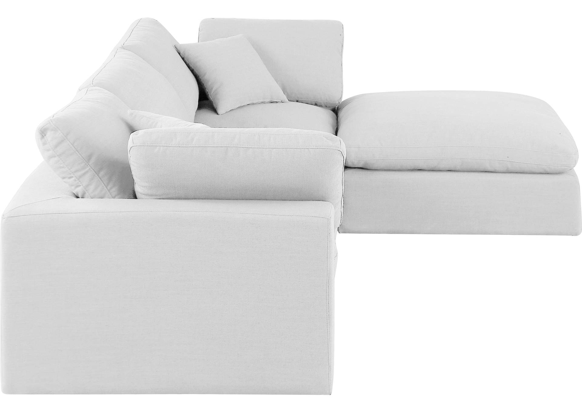 Comfy White Linen Textured Fabric Modular Sectional image 10