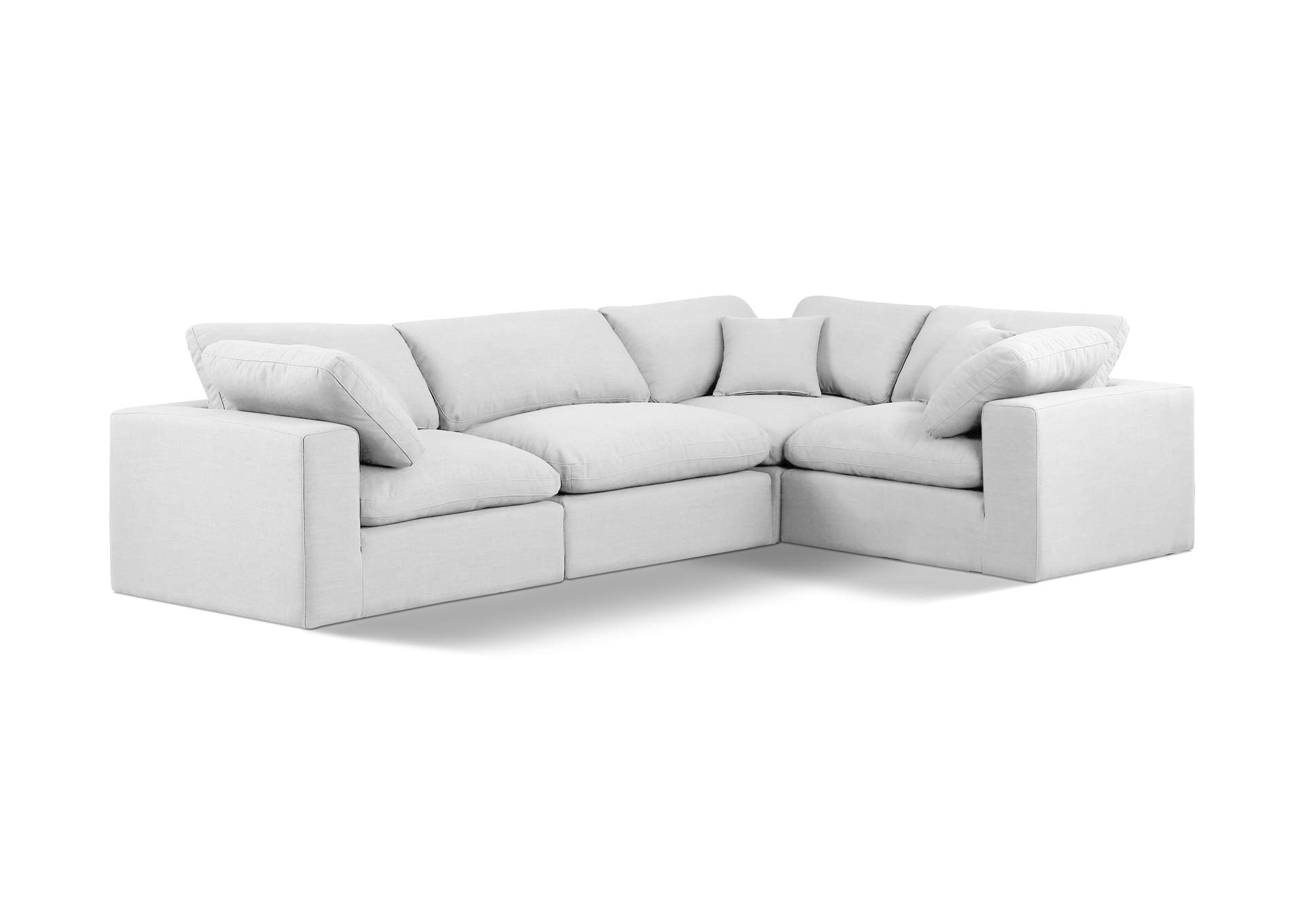Comfy White Linen Textured Fabric Modular Sectional image 1