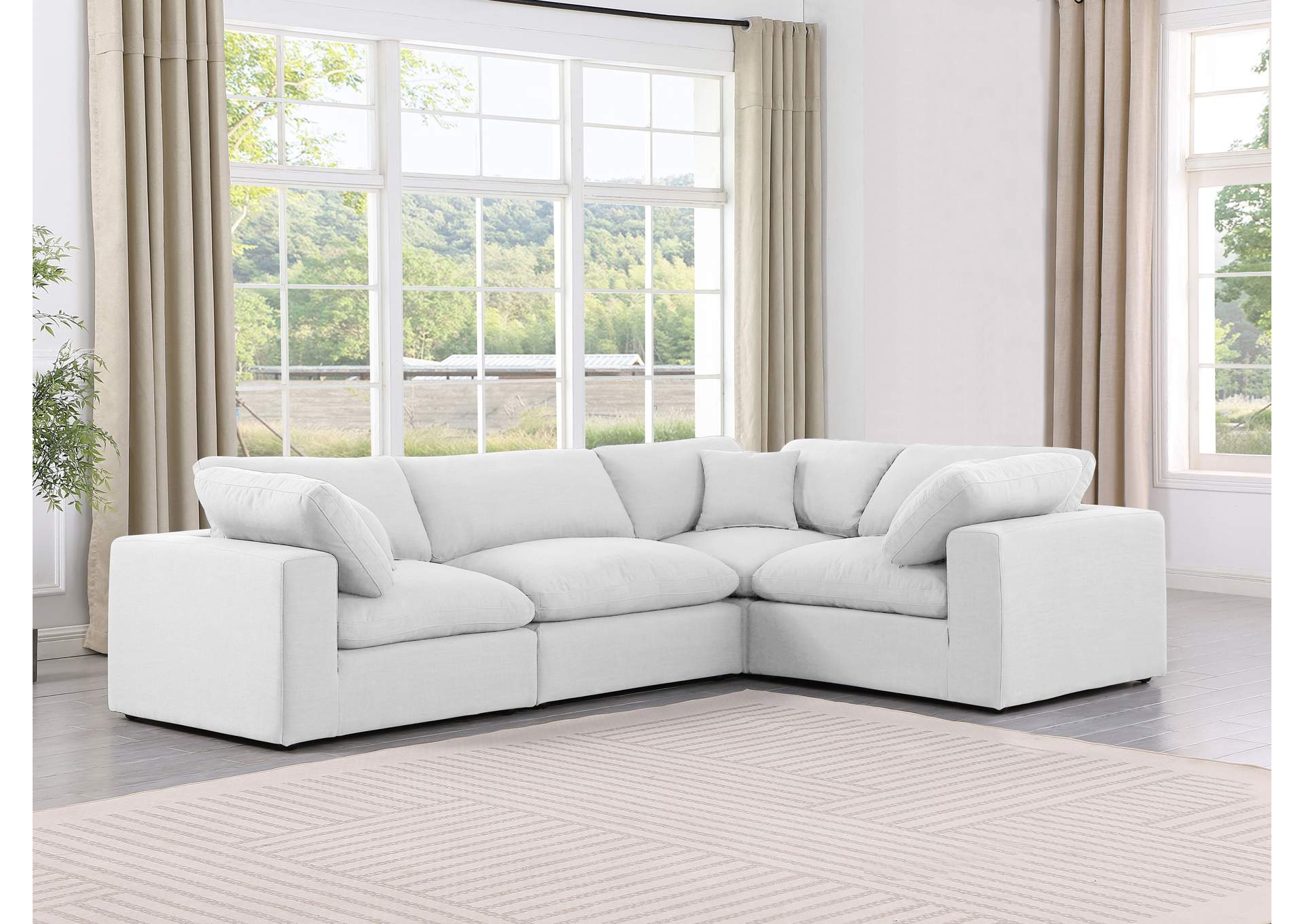 Comfy White Linen Textured Fabric Modular Sectional image 3