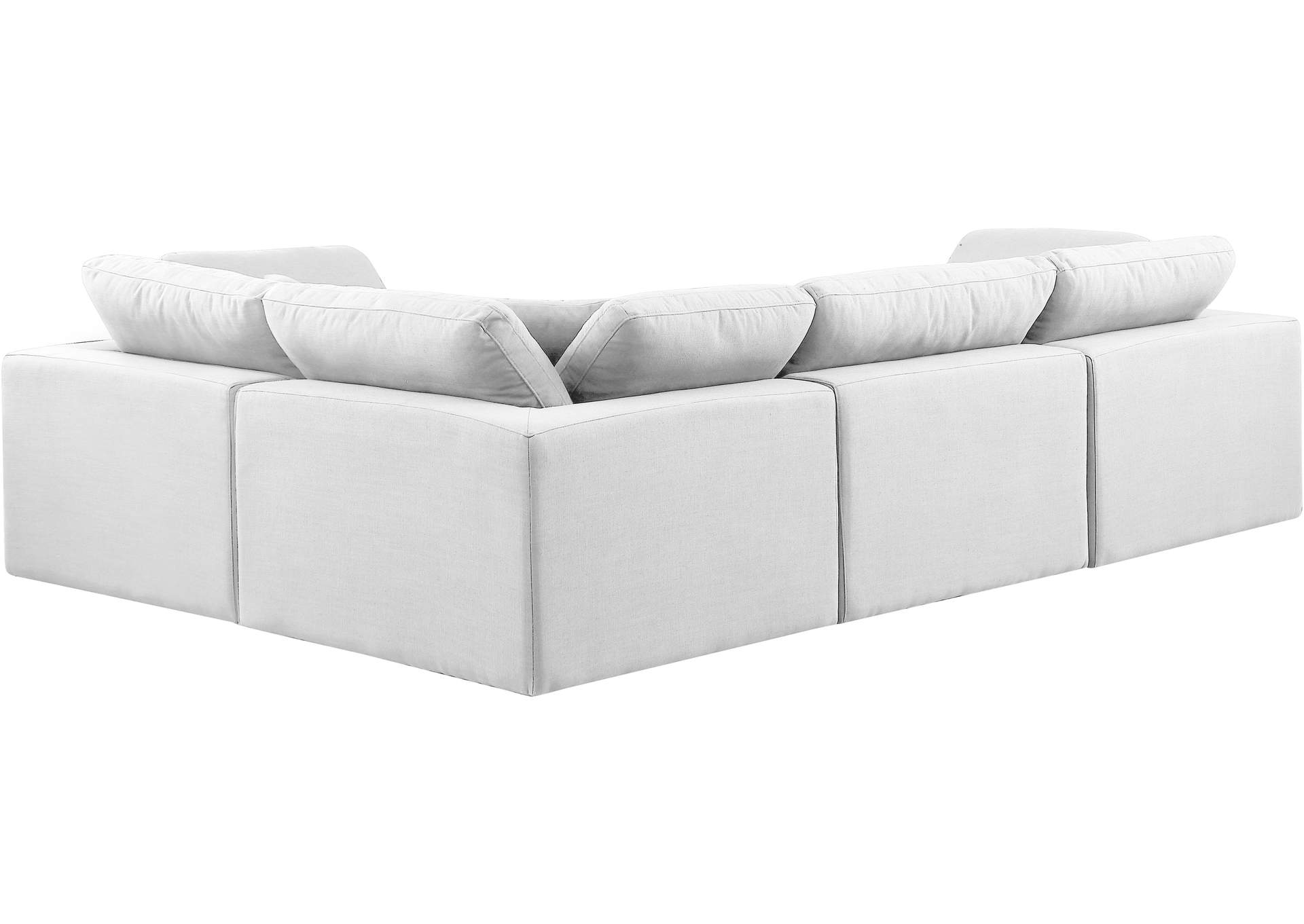 Comfy White Linen Textured Fabric Modular Sectional image 4