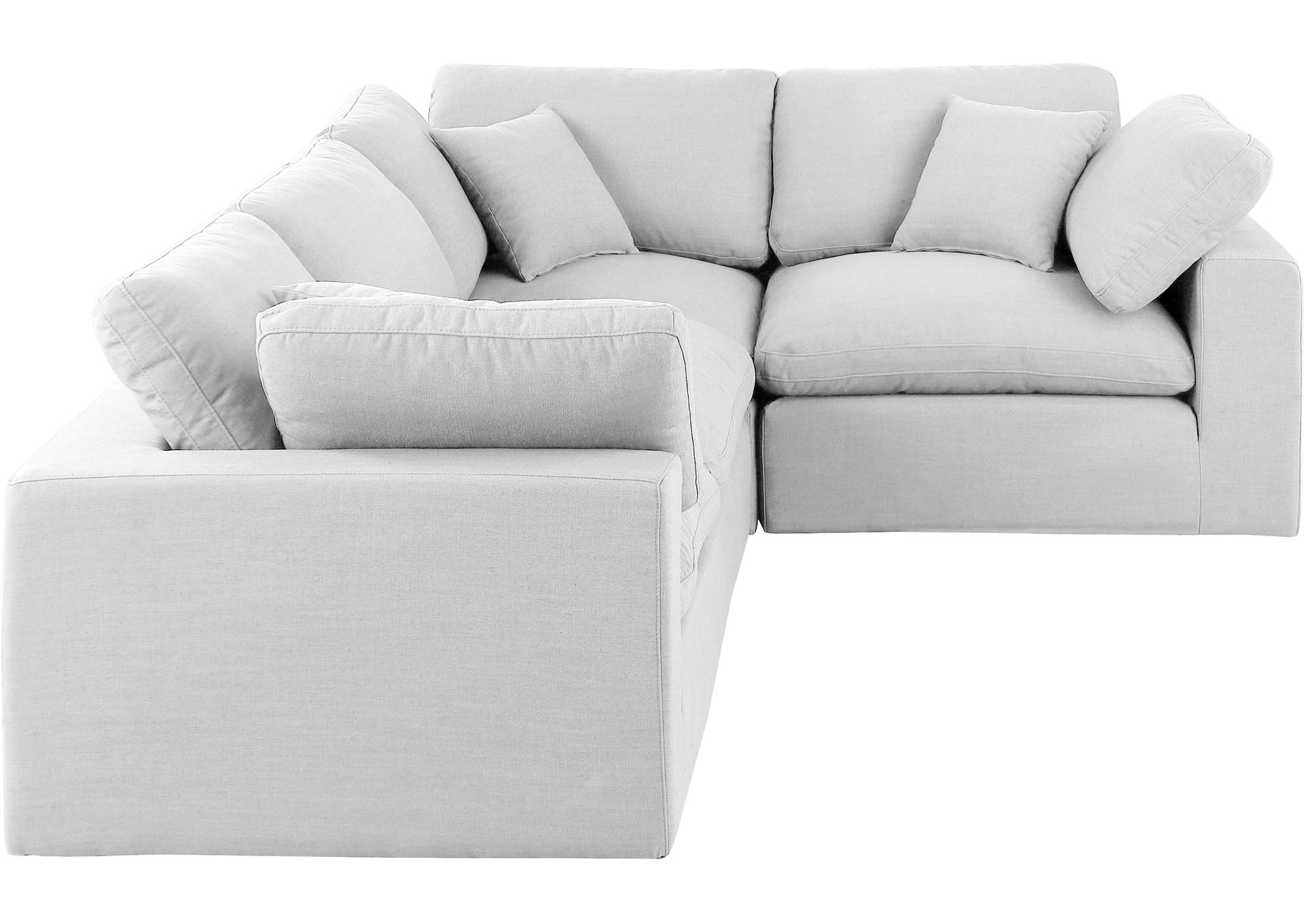 Comfy White Linen Textured Fabric Modular Sectional image 5