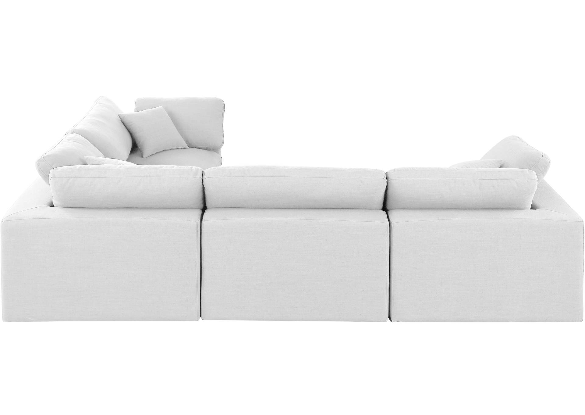 Comfy White Linen Textured Fabric Modular Sectional image 6