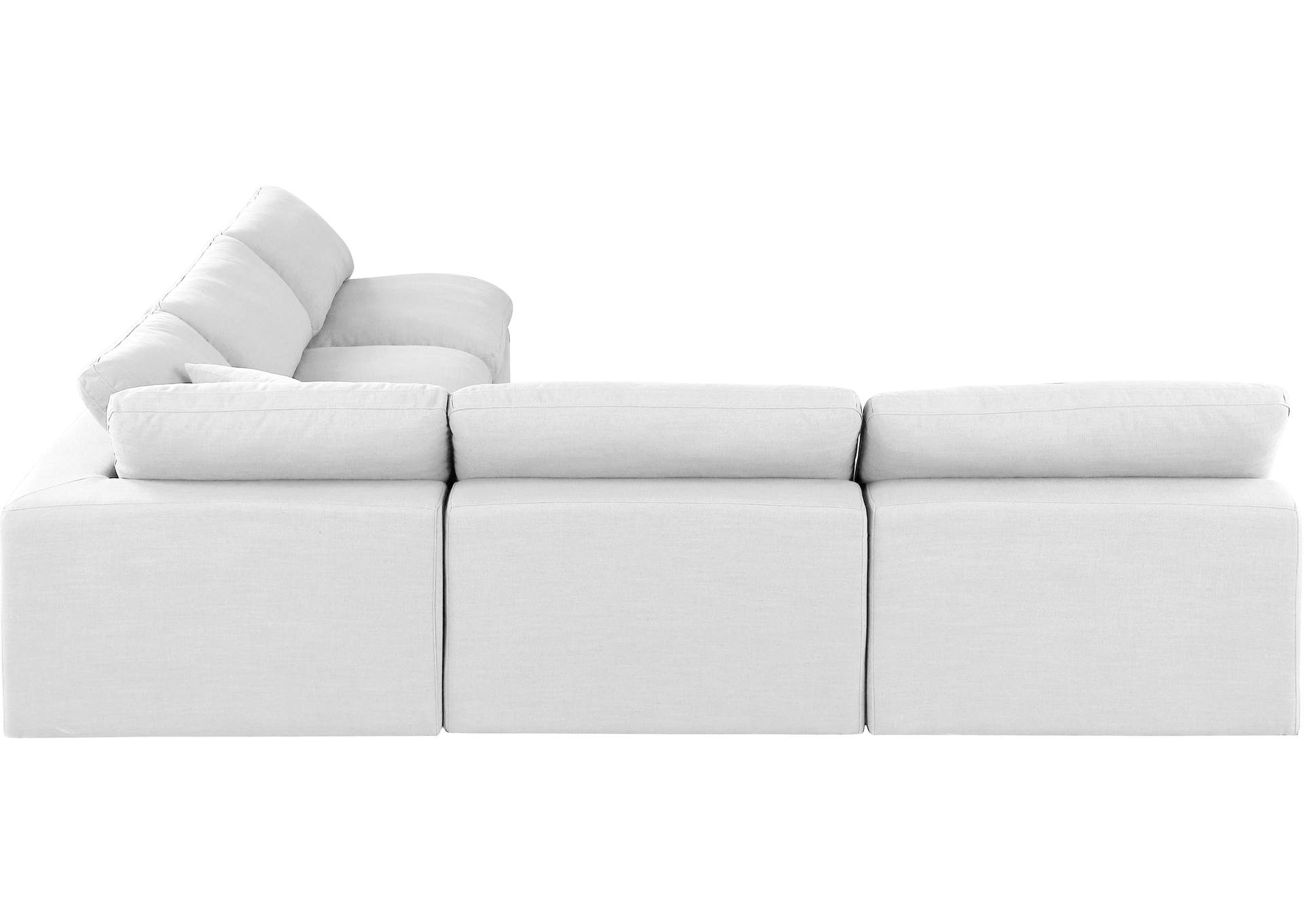 Comfy White Linen Textured Fabric Modular Sectional