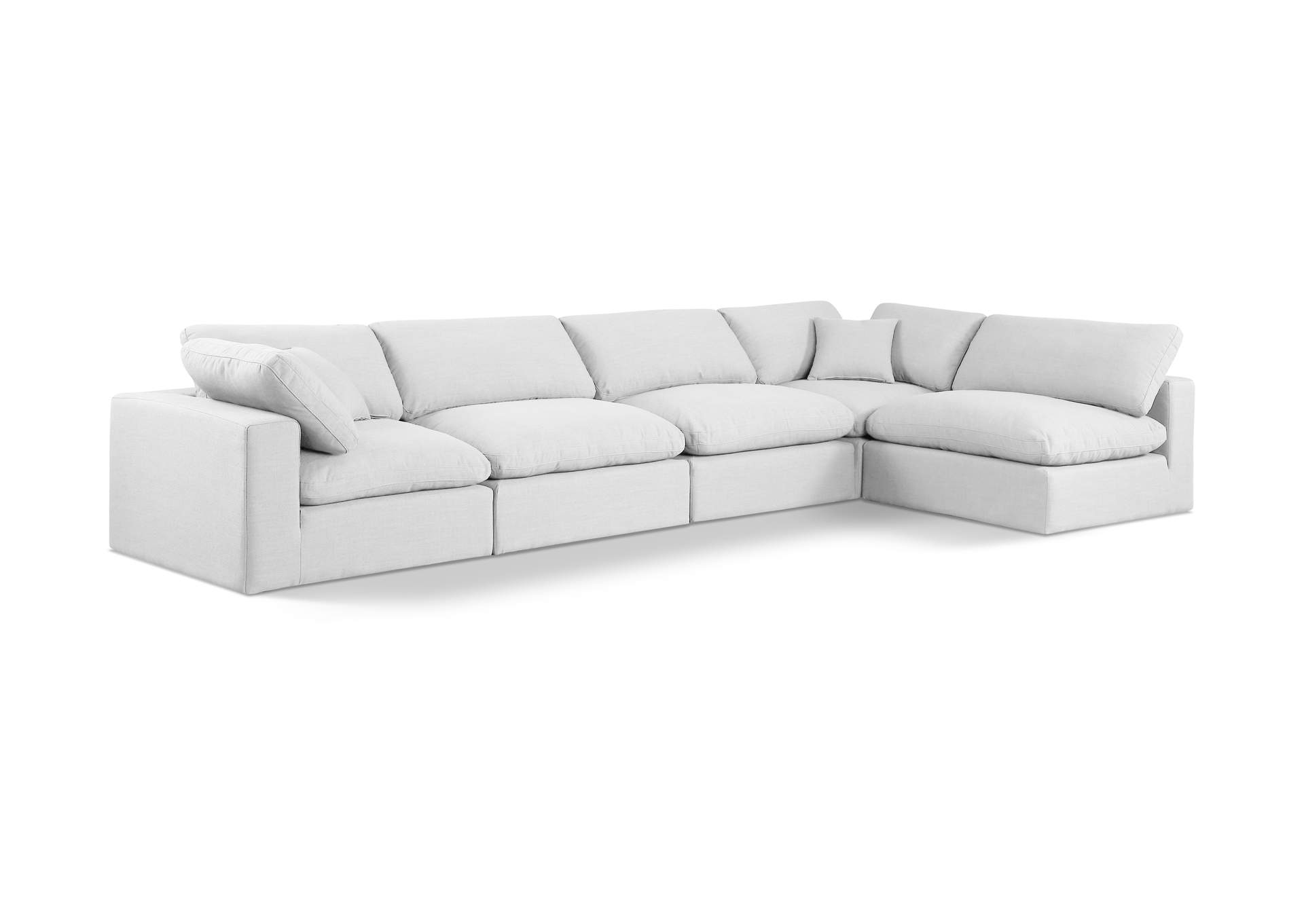 Comfy White Linen Textured Fabric Modular Sectional