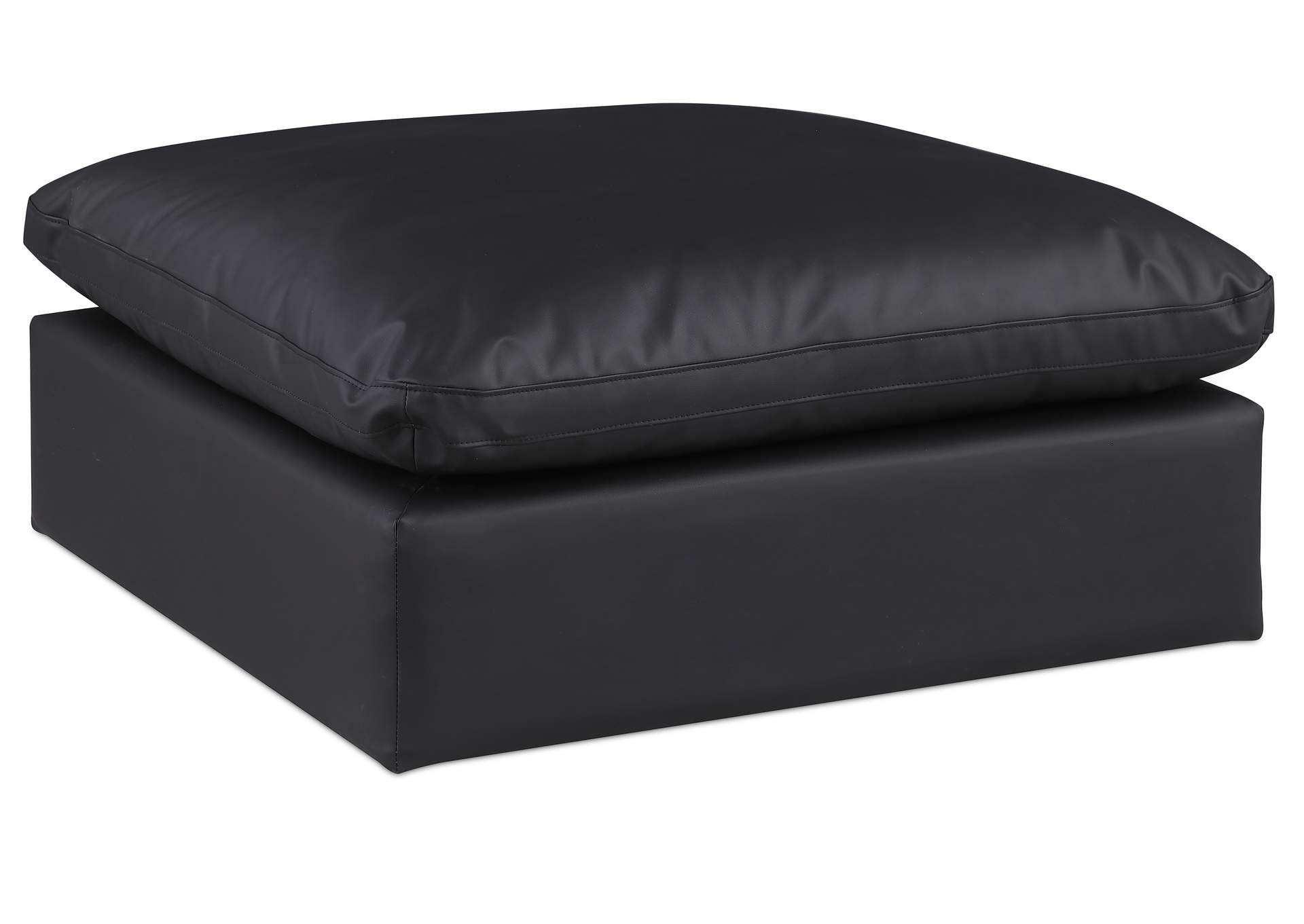 Comfy Black Vegan Leather Modular Ottoman