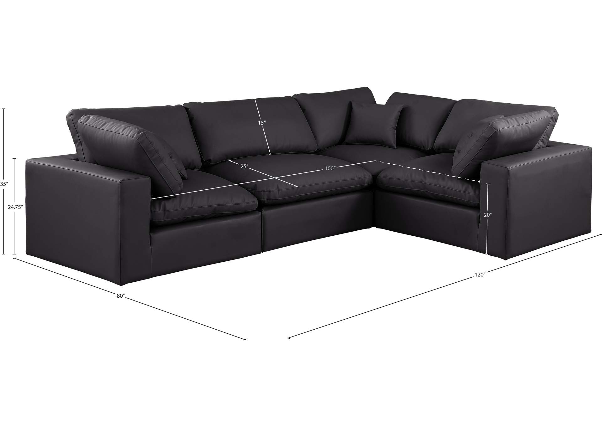 Comfy Black Vegan Leather Modular Sectional image 11
