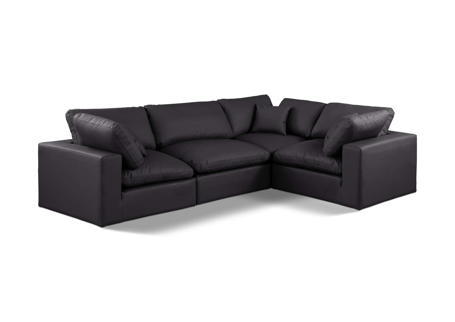 Comfy Black Vegan Leather Modular Sectional image 1