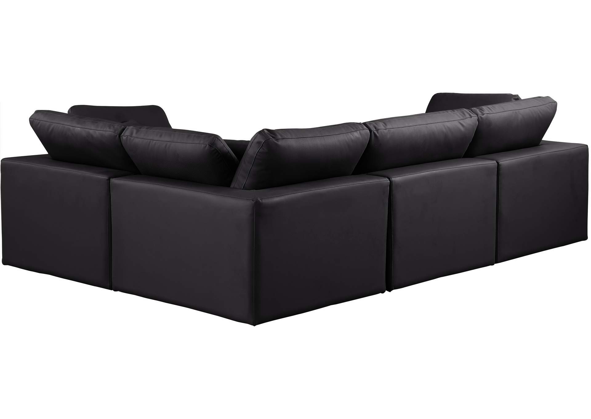 Comfy Black Vegan Leather Modular Sectional image 4