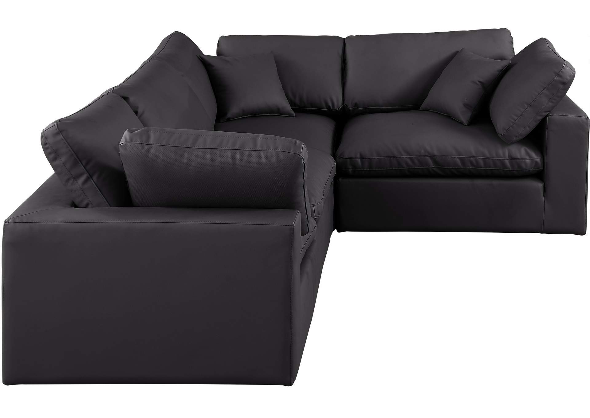 Comfy Black Vegan Leather Modular Sectional image 5