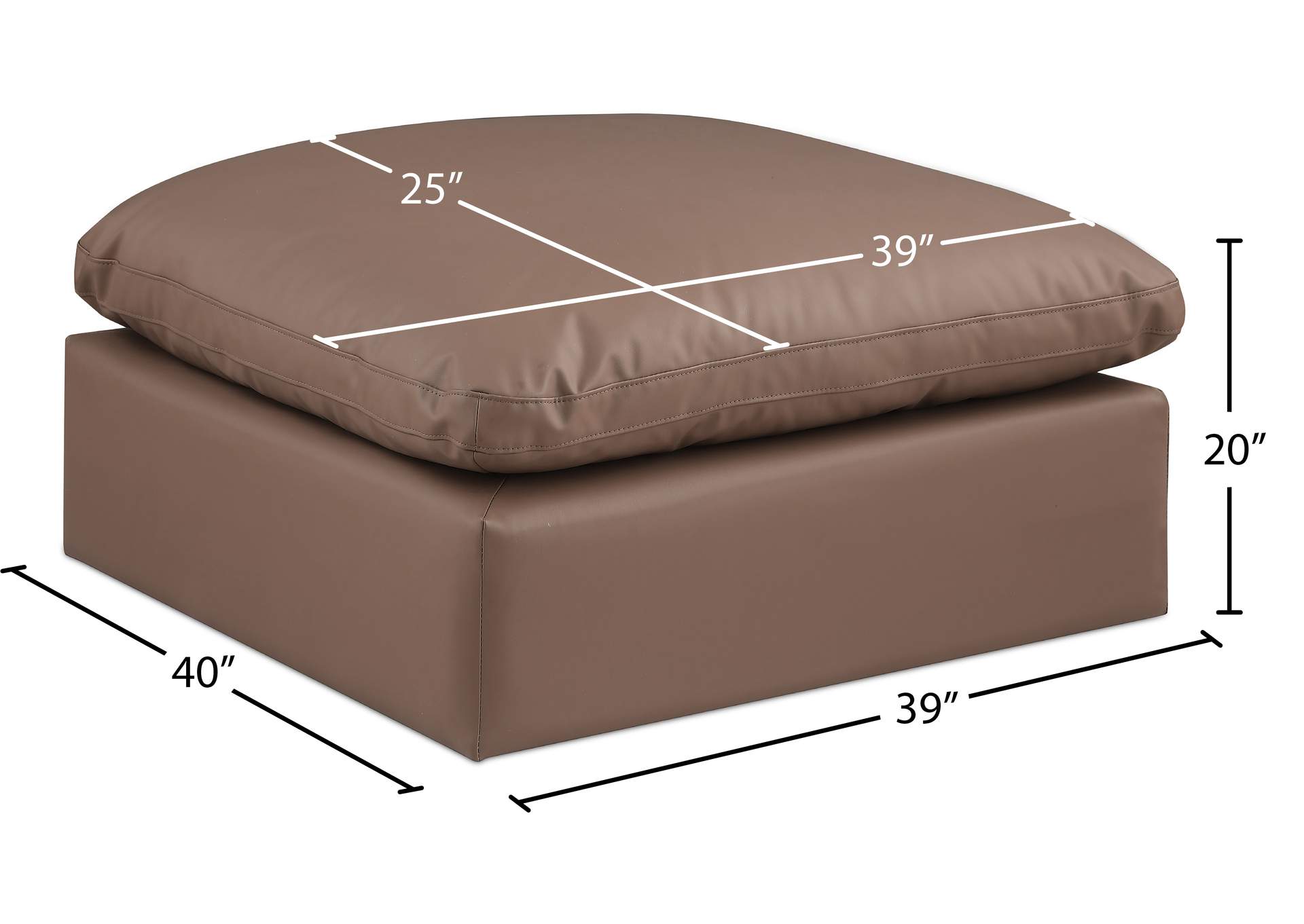 Comfy Brown Vegan Leather Modular Ottoman image 6