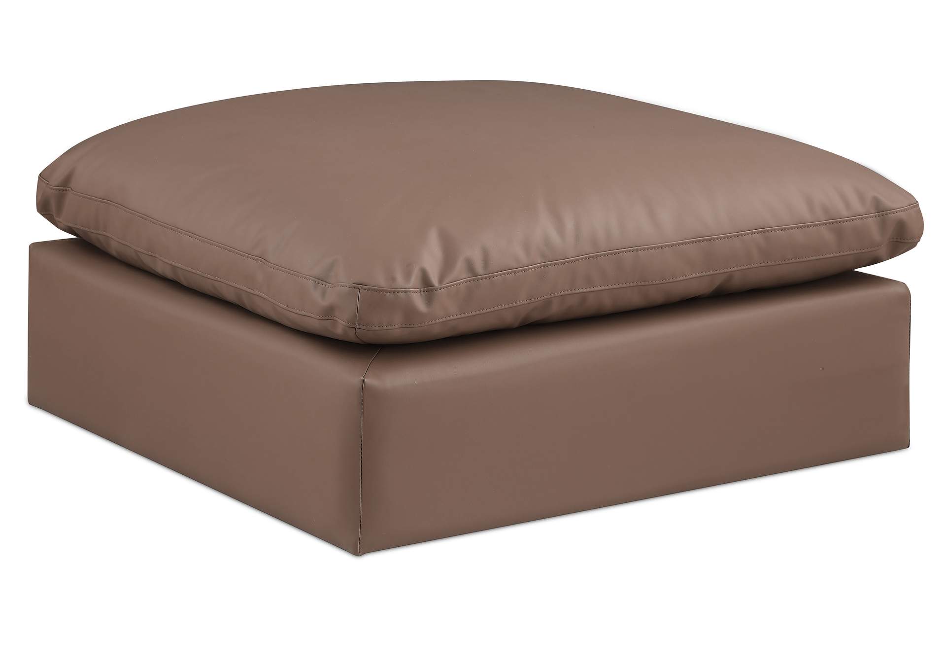 Comfy Brown Vegan Leather Modular Ottoman image 1