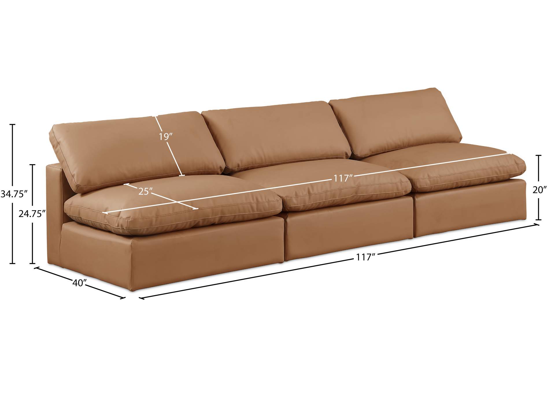 Comfy Cognac Vegan Leather Modular Sofa