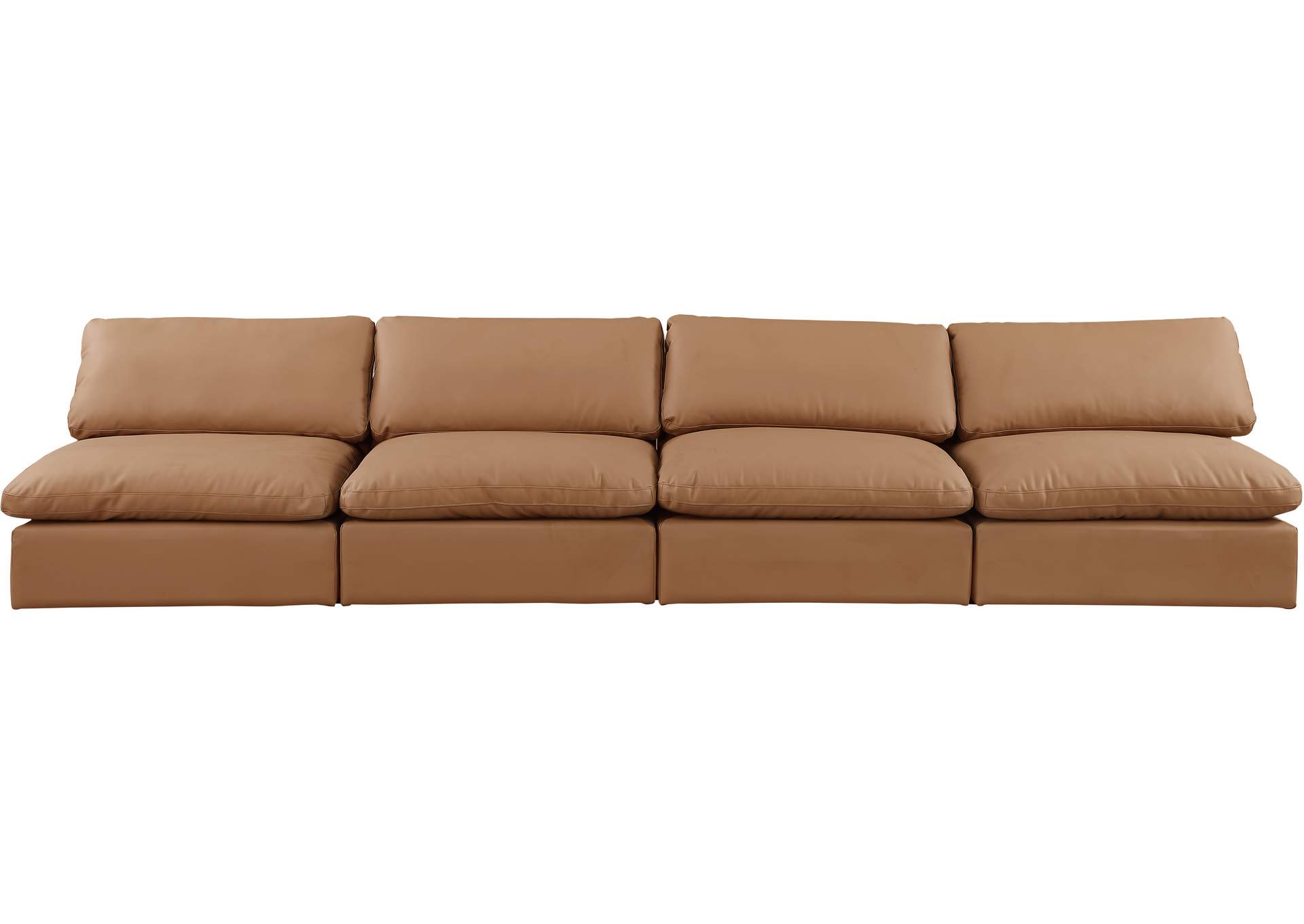 Comfy Cognac Faux Leather Modular Sofa