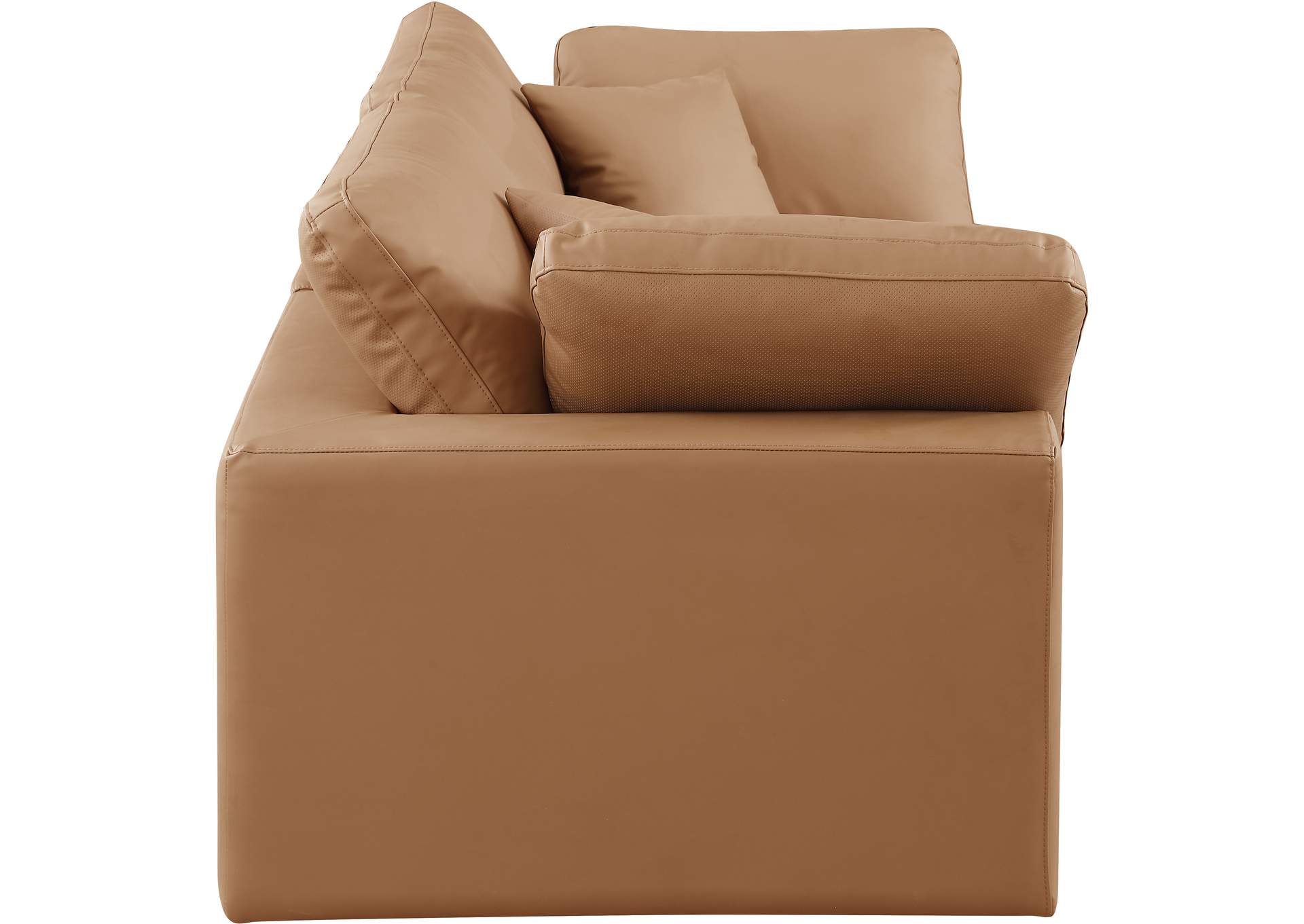 Comfy Cognac Faux Leather Modular Sofa