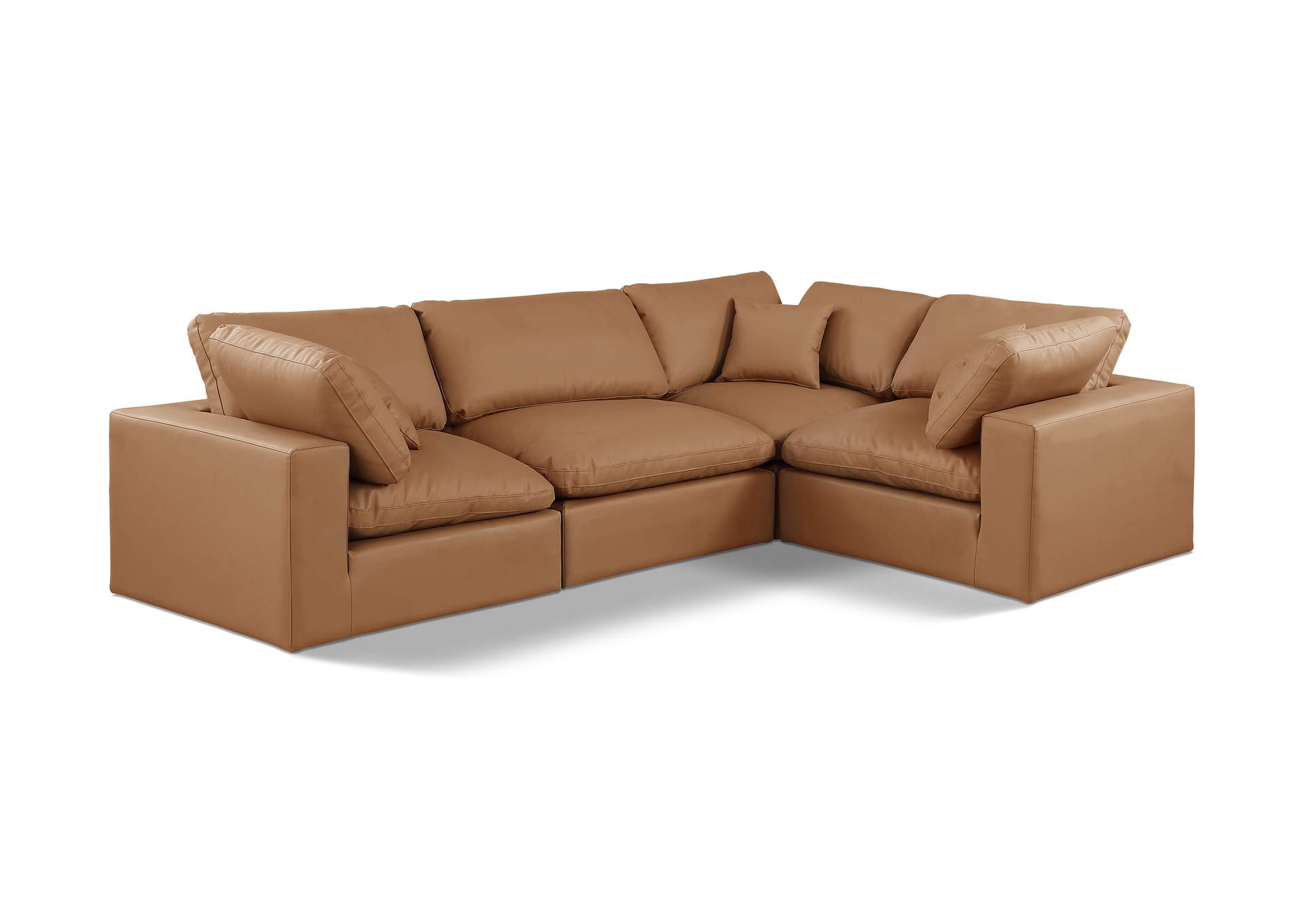 Comfy Cognac Vegan Leather Modular Sectional image 1