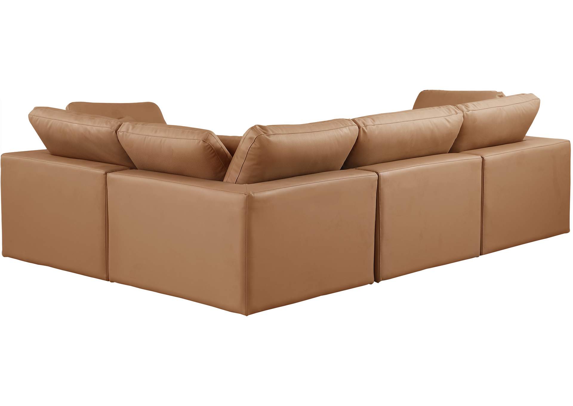 Comfy Cognac Vegan Leather Modular Sectional image 4