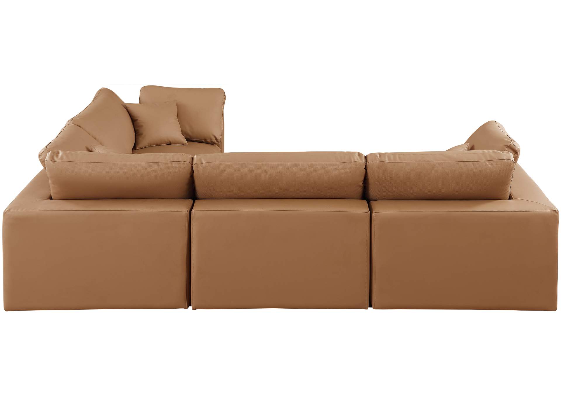 Comfy Cognac Vegan Leather Modular Sectional image 6