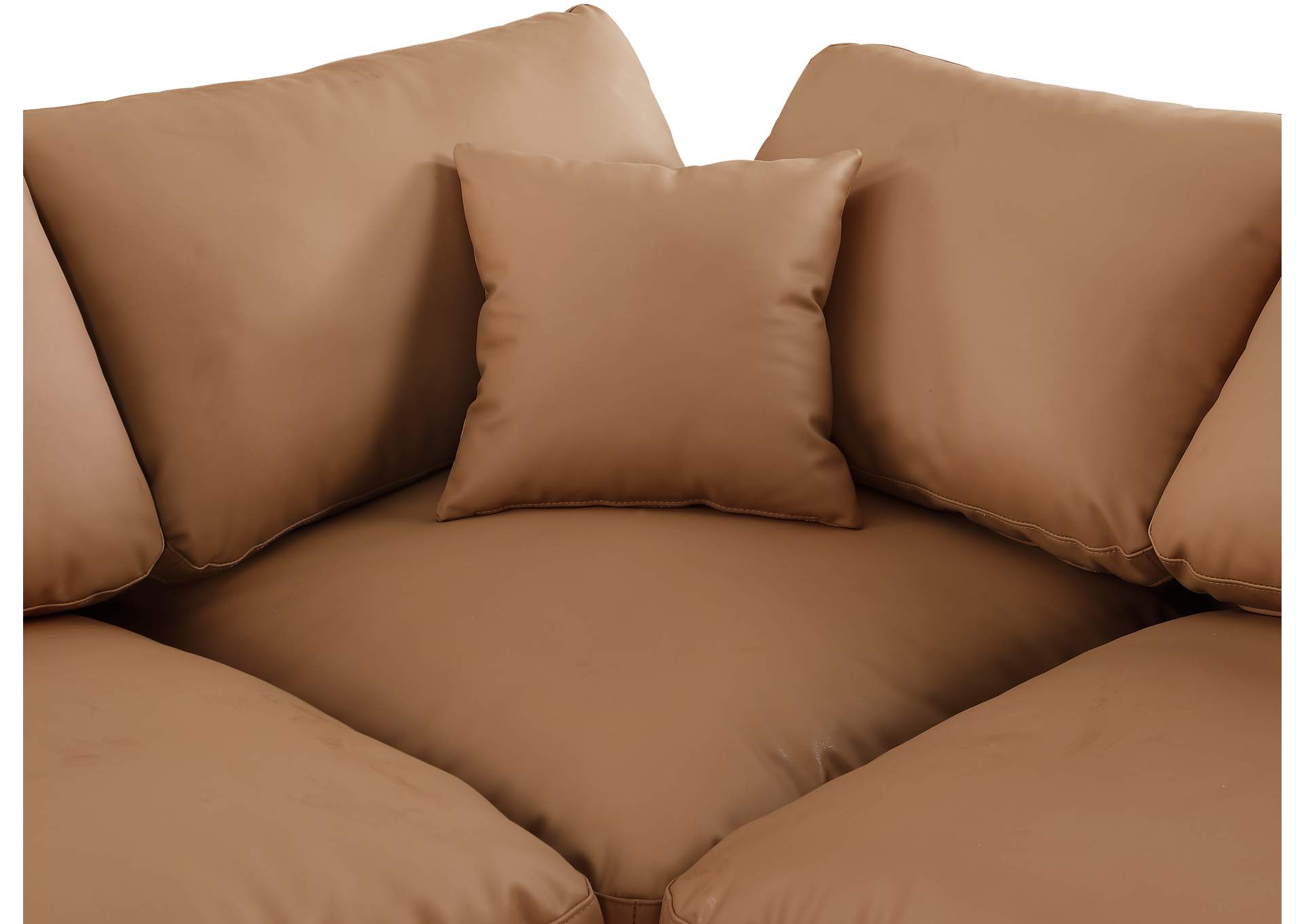 Comfy Cognac Vegan Leather Modular Sectional image 8