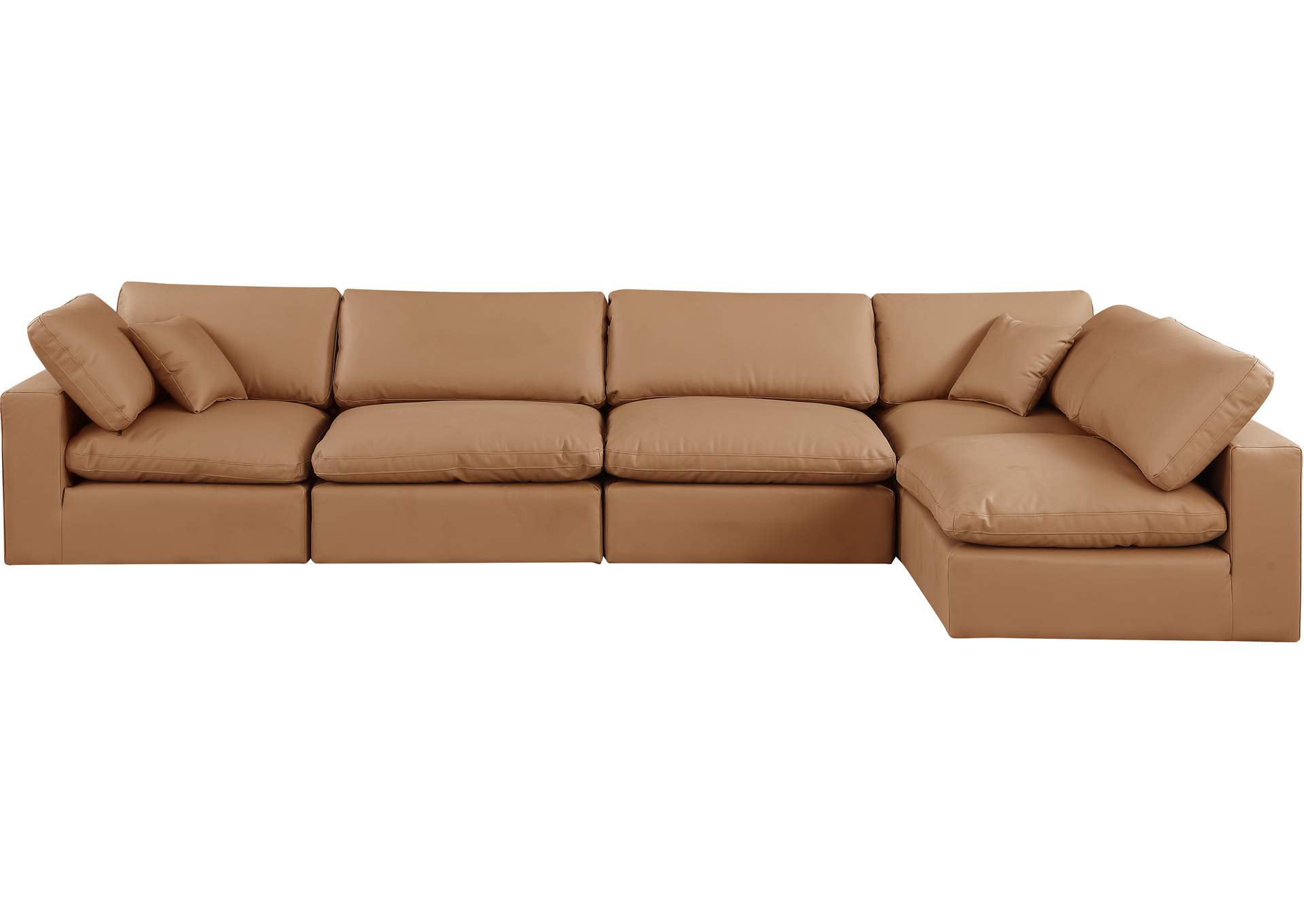 Comfy Cognac Vegan Leather Modular Sectional