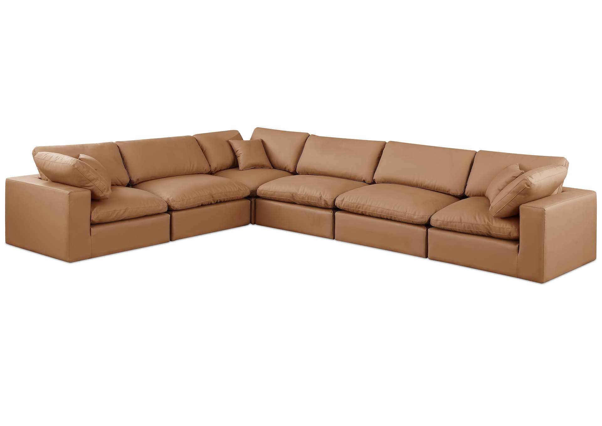 Comfy Cognac Vegan Leather Modular Sectional