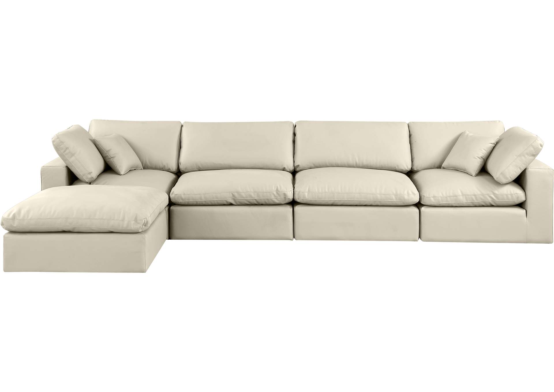 Comfy Cream Vegan Leather Modular Sectional