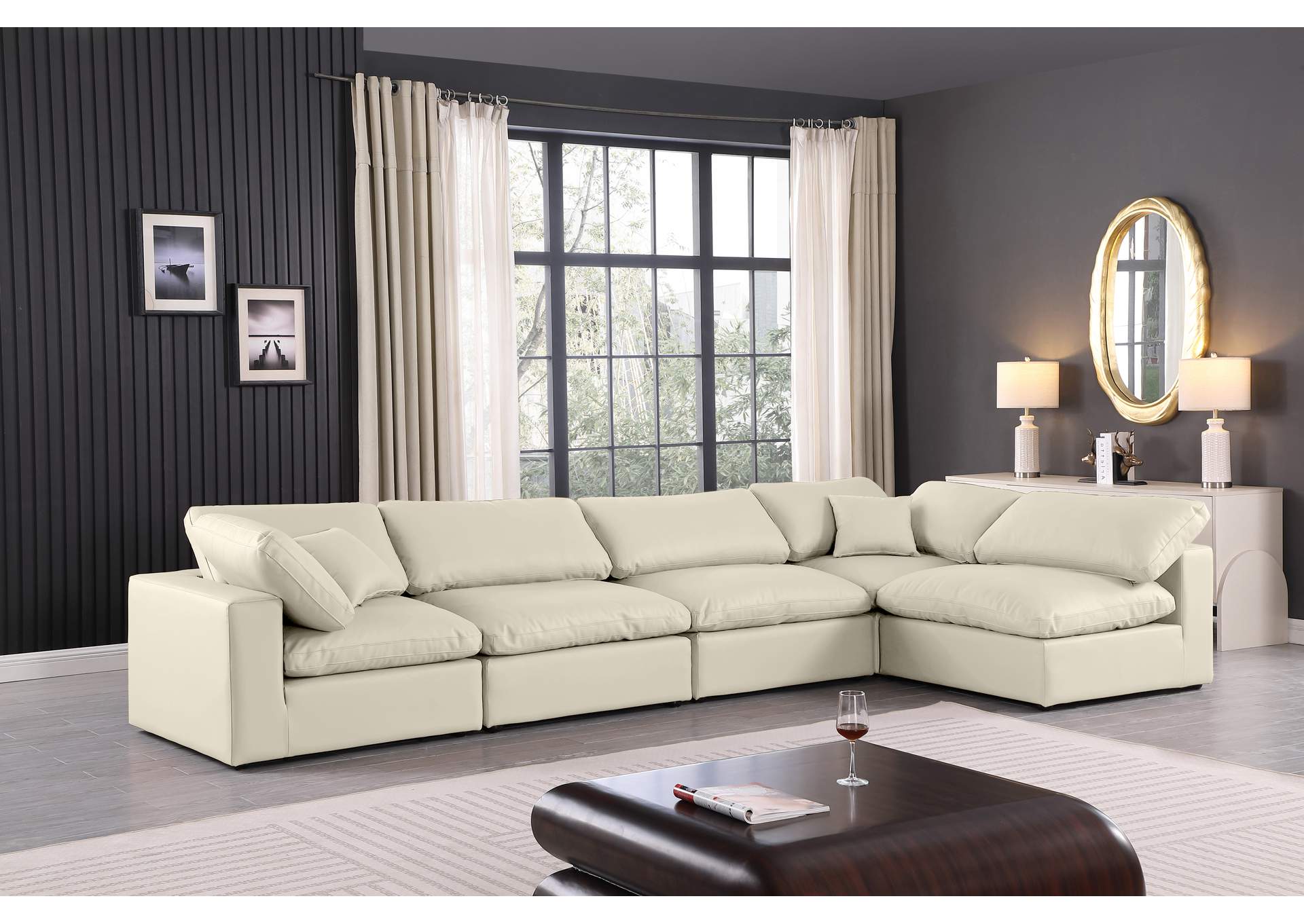 Comfy Cream Vegan Leather Modular Sectional