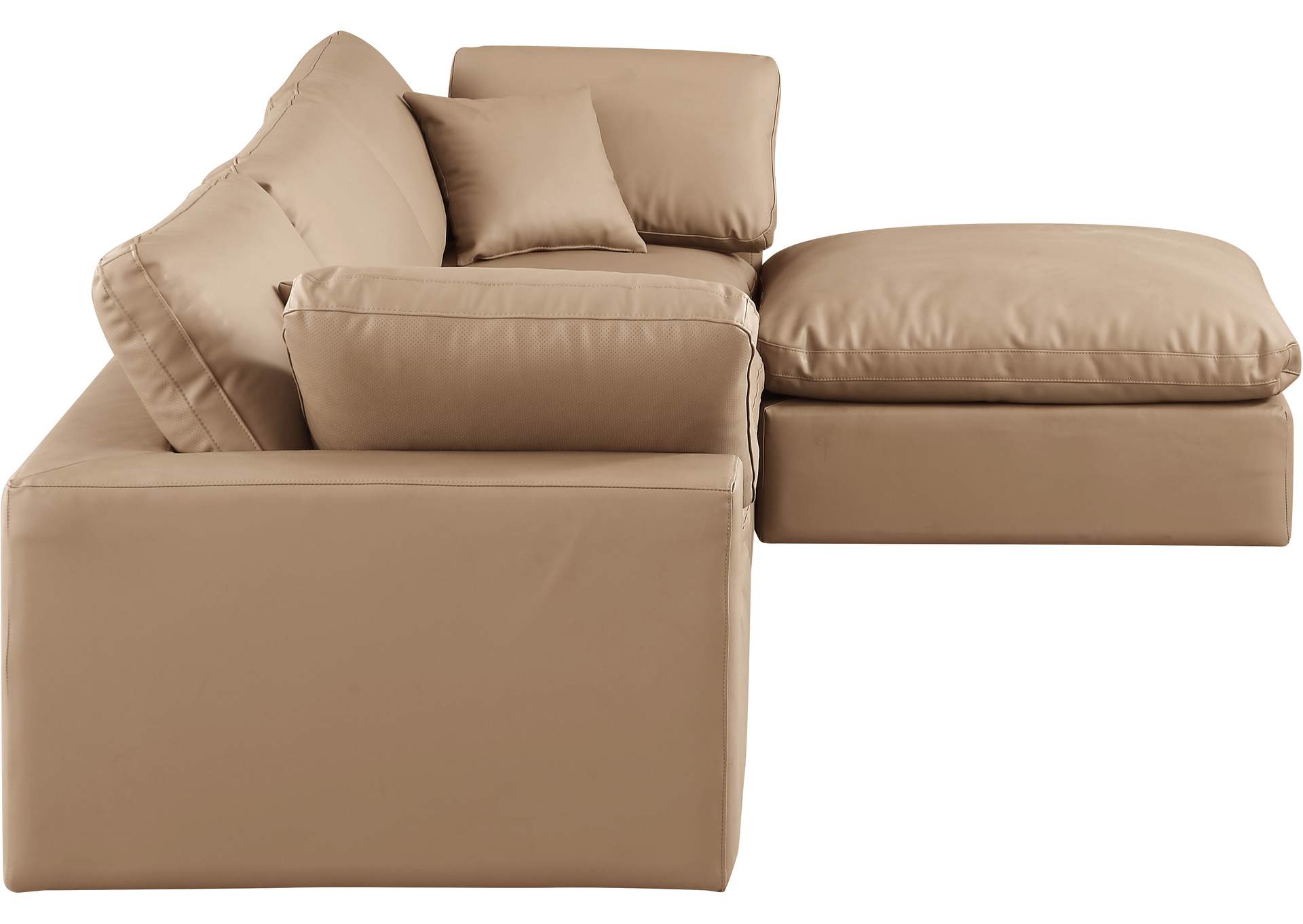 Comfy Tan Vegan Leather Modular Sectional