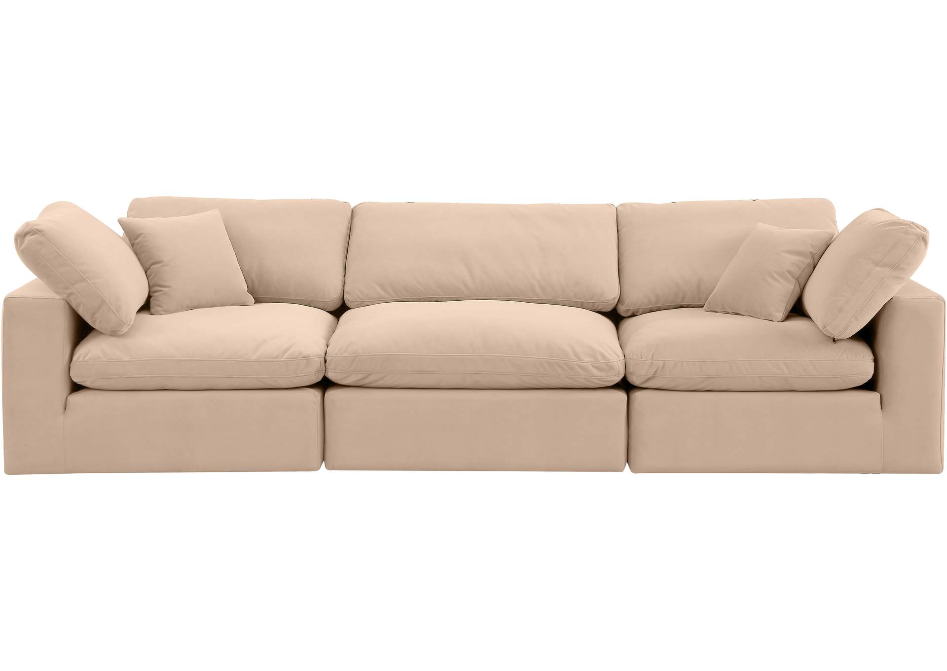 Comfy Beige Velvet Modular Sofa