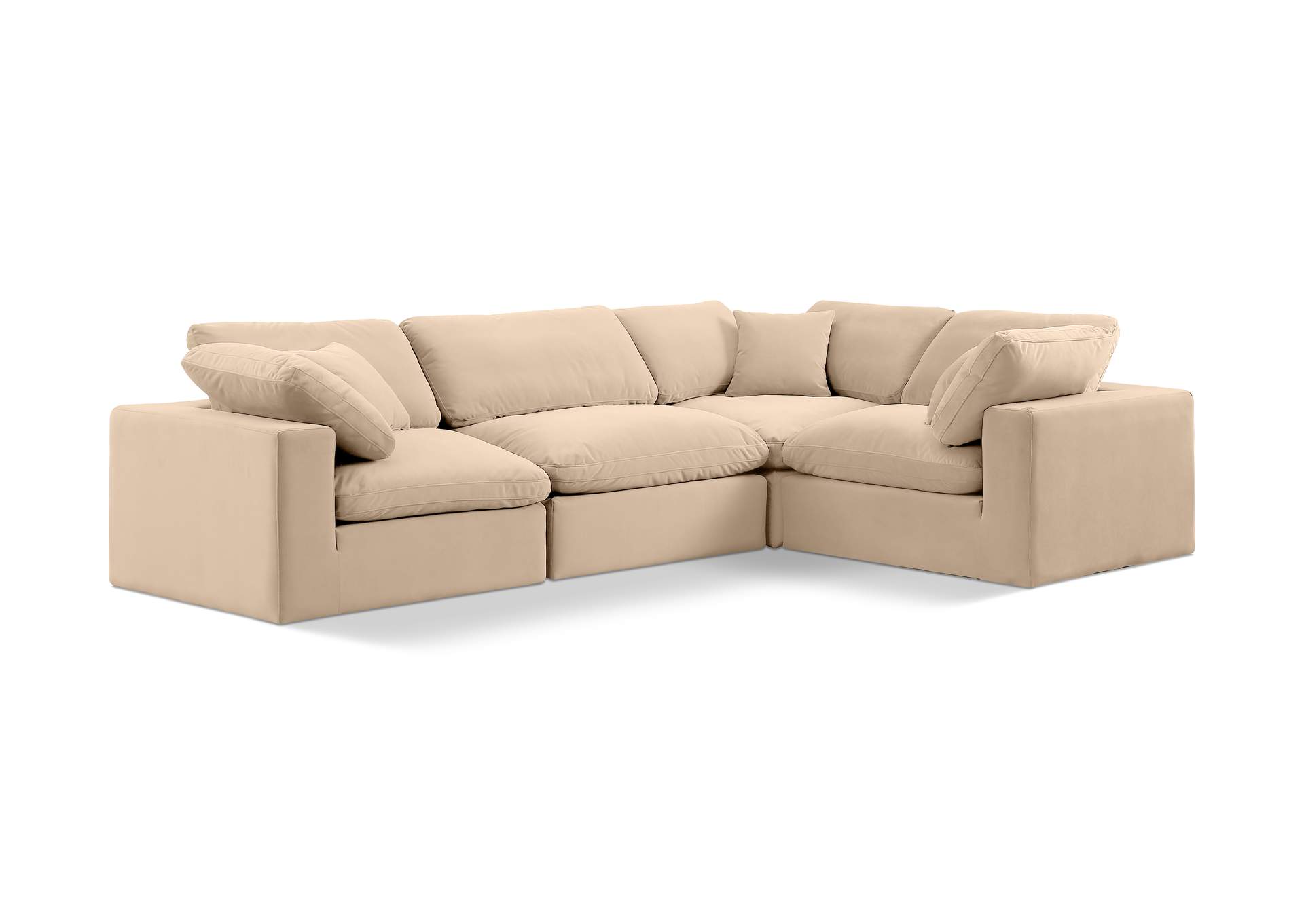 Comfy Beige Velvet Modular Sectional image 1