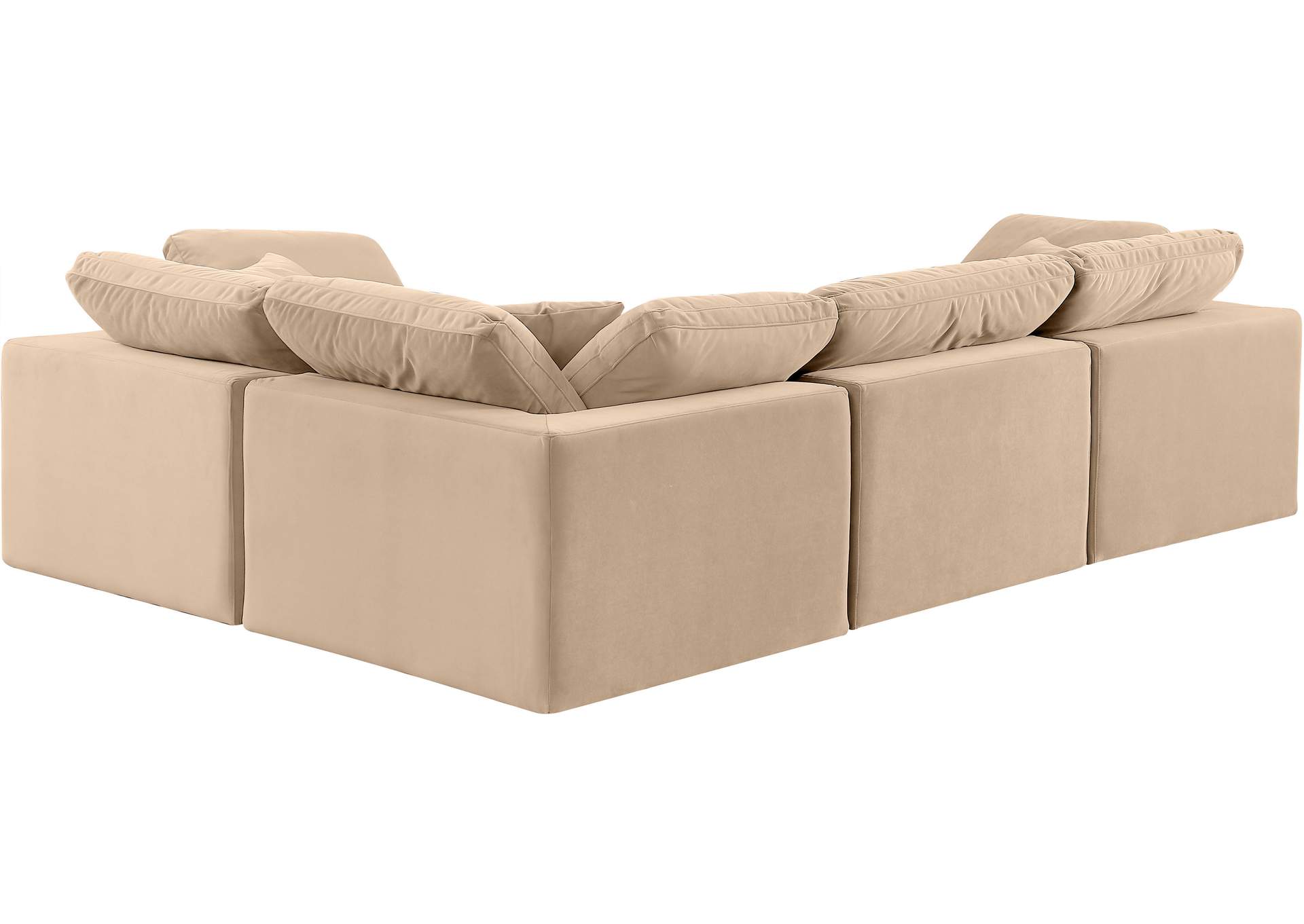 Comfy Beige Velvet Modular Sectional image 4