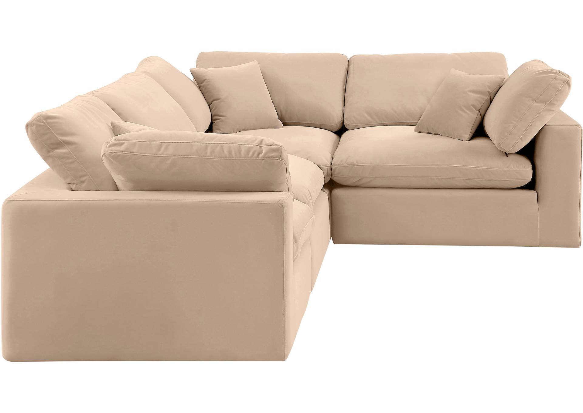 Comfy Beige Velvet Modular Sectional image 6