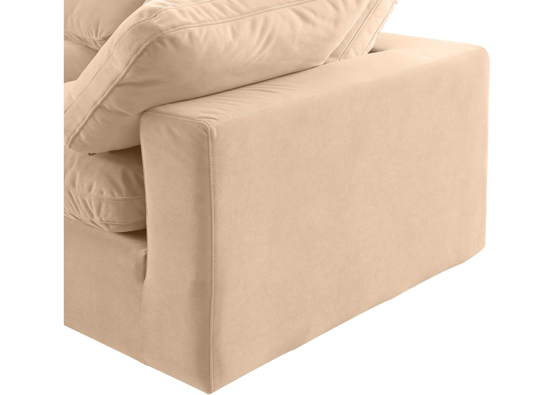 Comfy Beige Velvet Modular Sectional image 8
