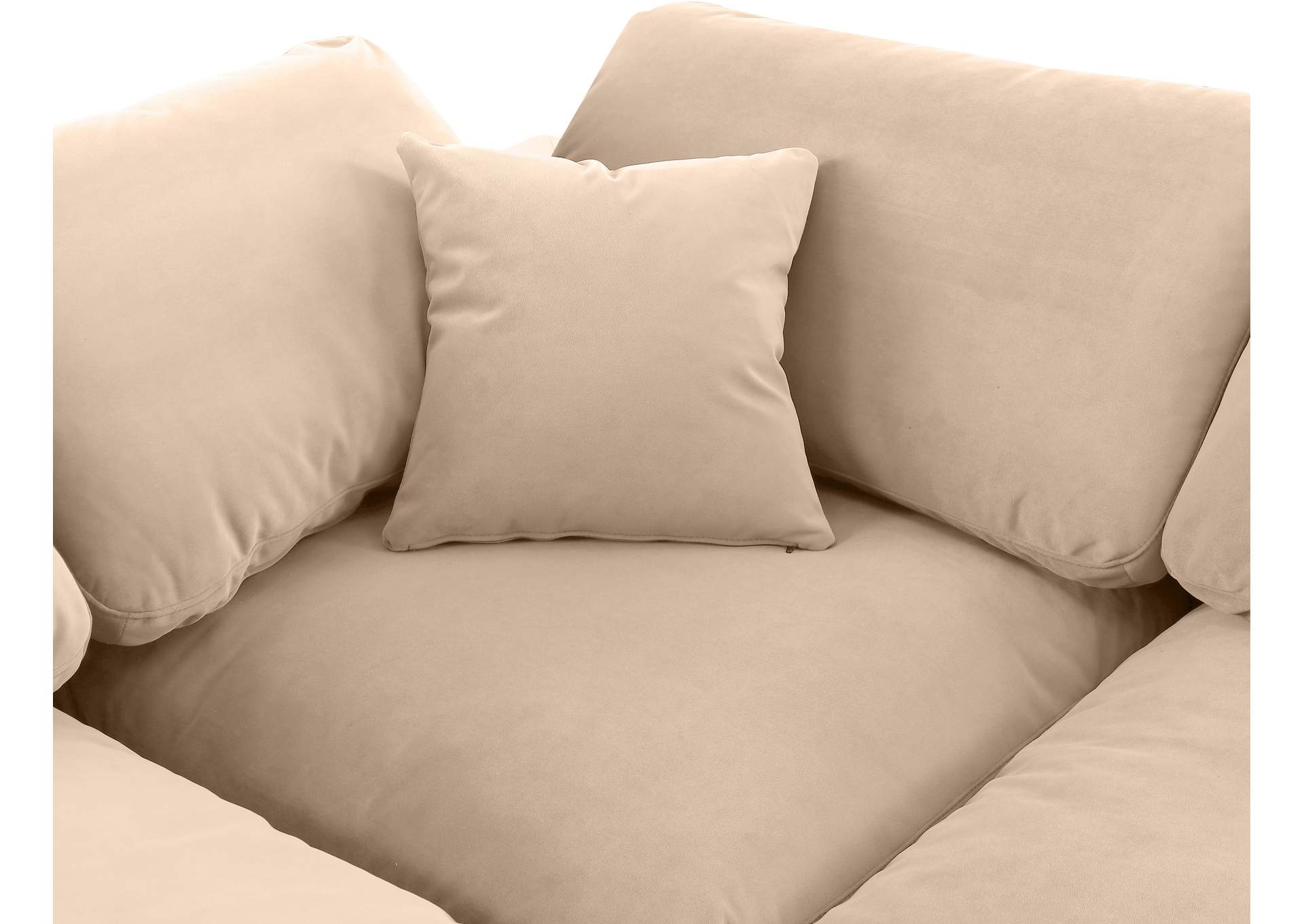 Comfy Beige Velvet Modular Sectional