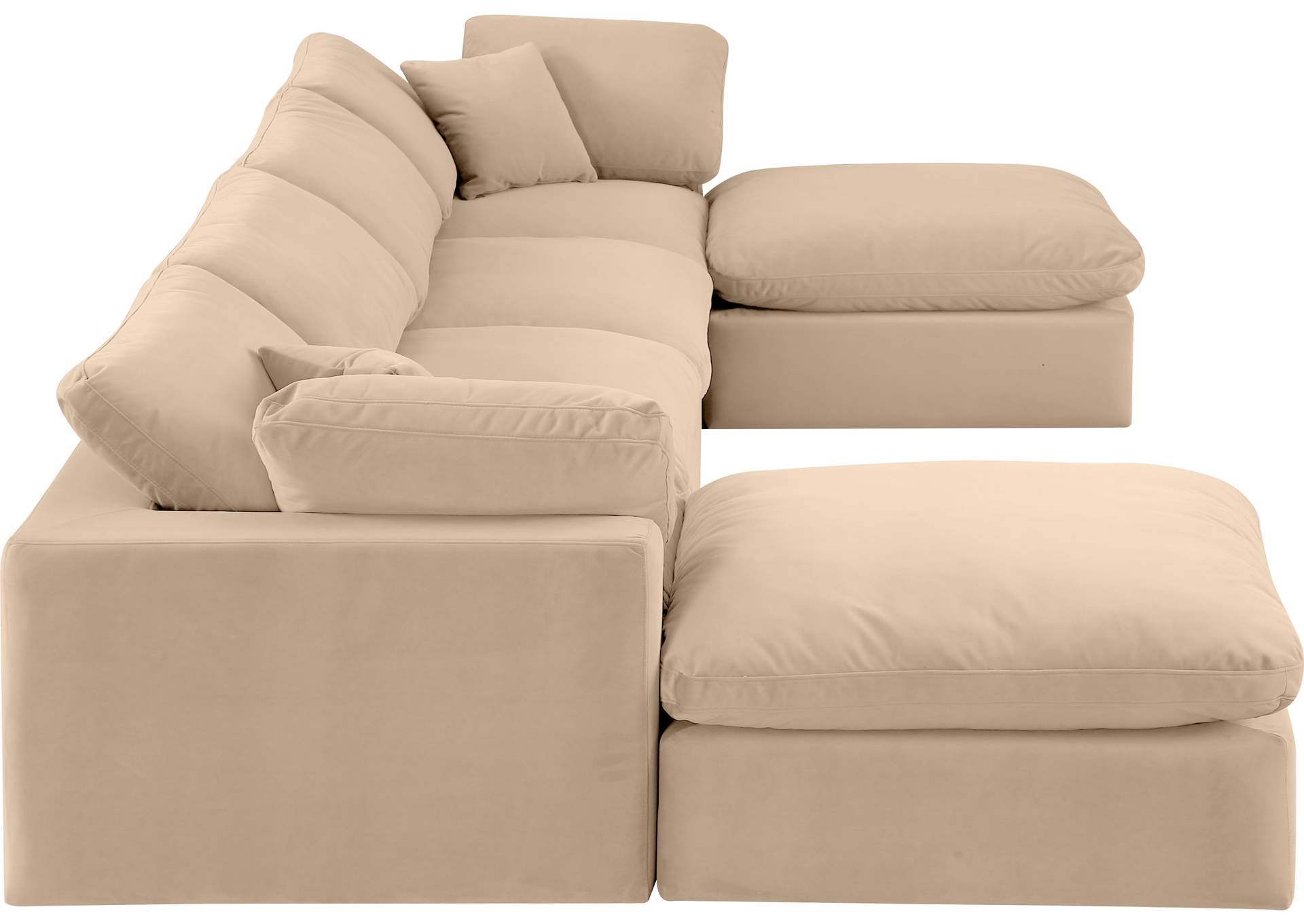 Comfy Beige Velvet Modular Sectional