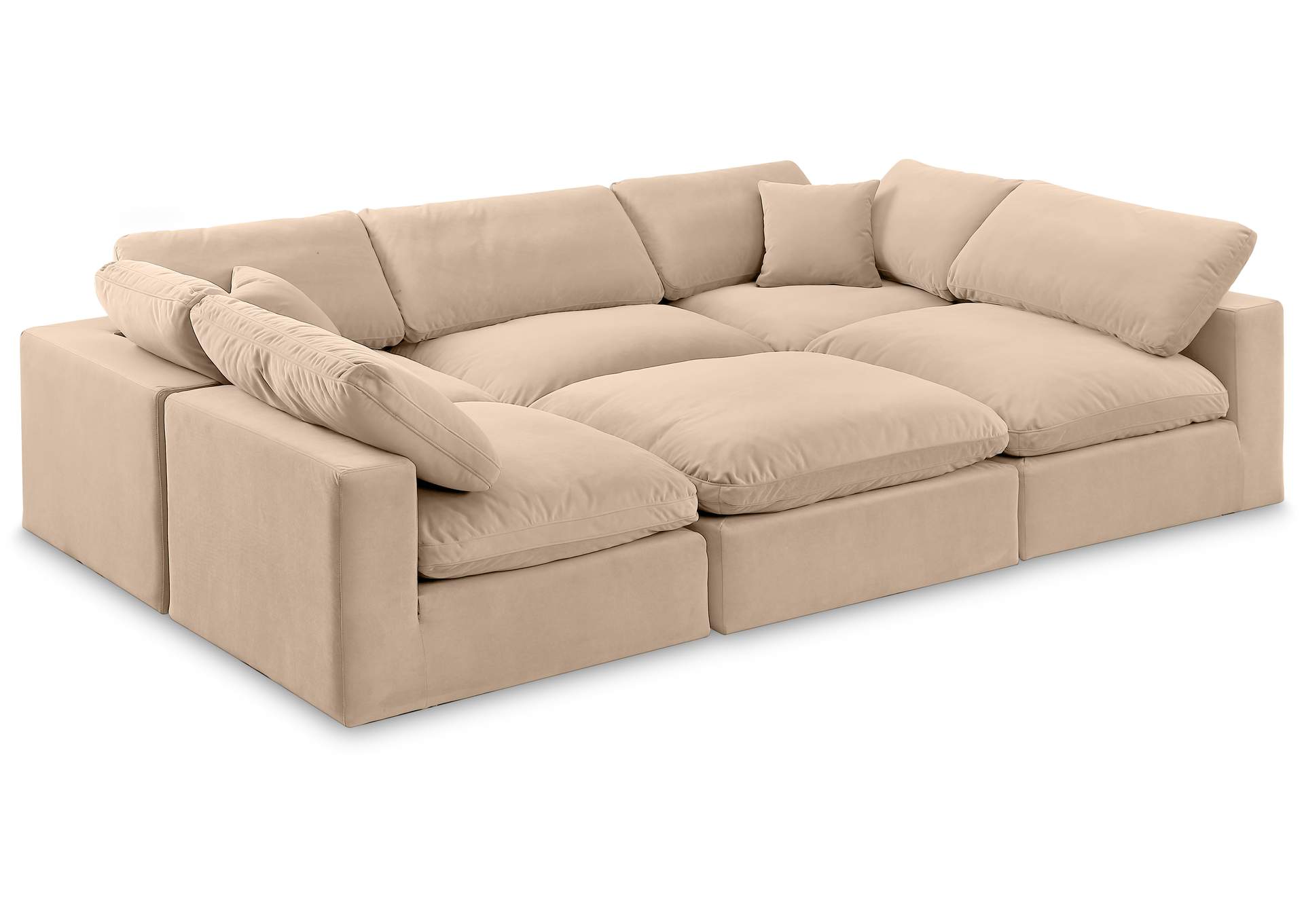 Comfy Beige Velvet Modular Sectional