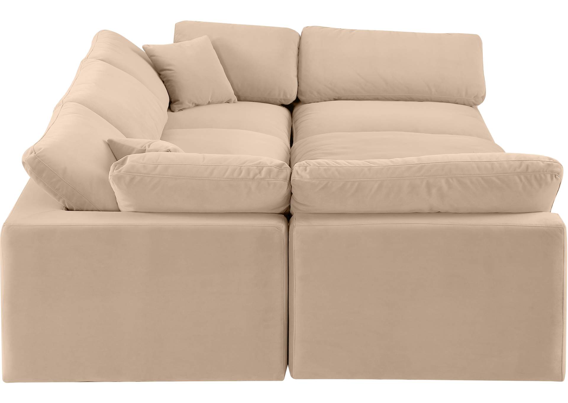 Comfy Beige Velvet Modular Sectional