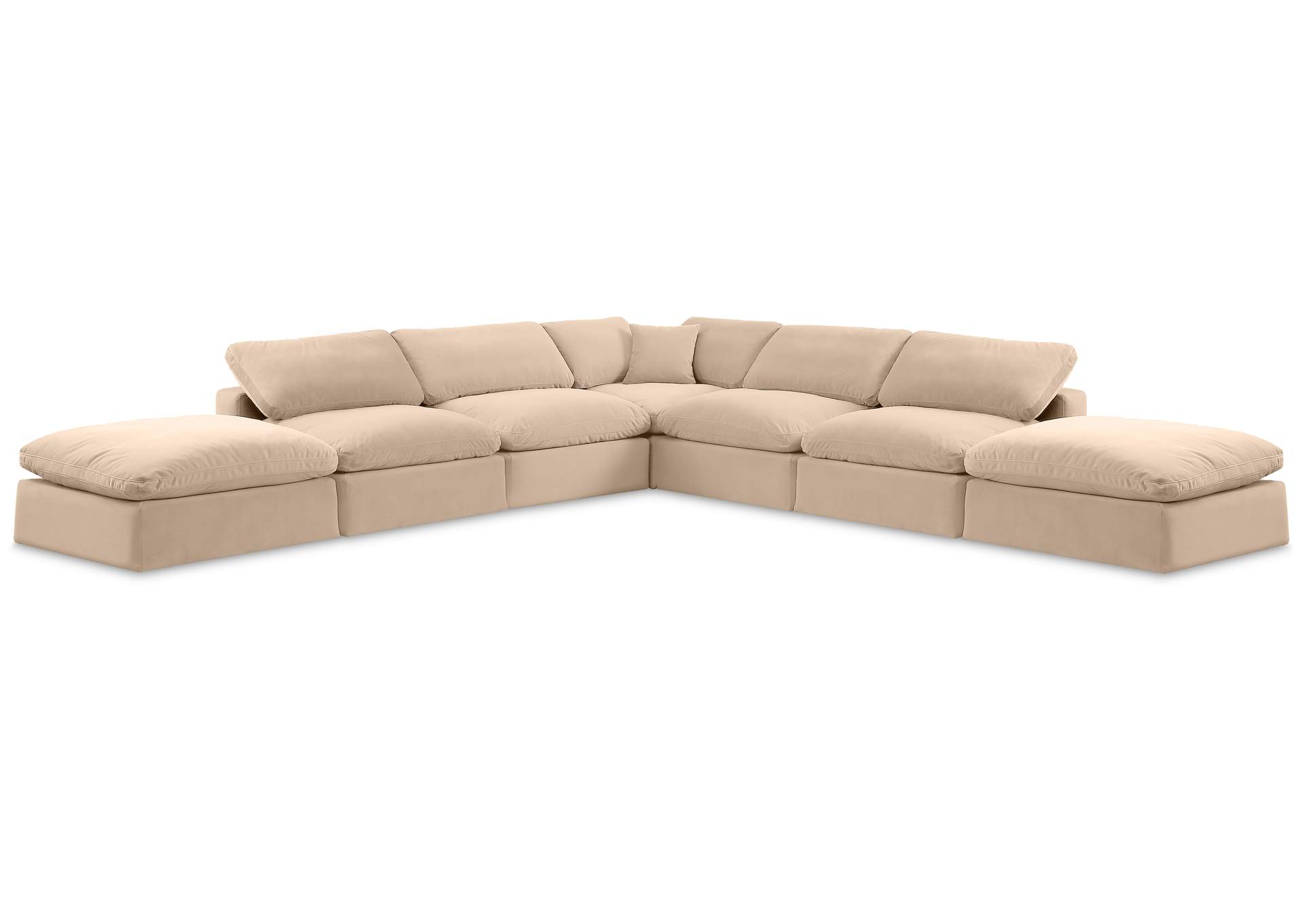 Comfy Beige Velvet Modular Sectional