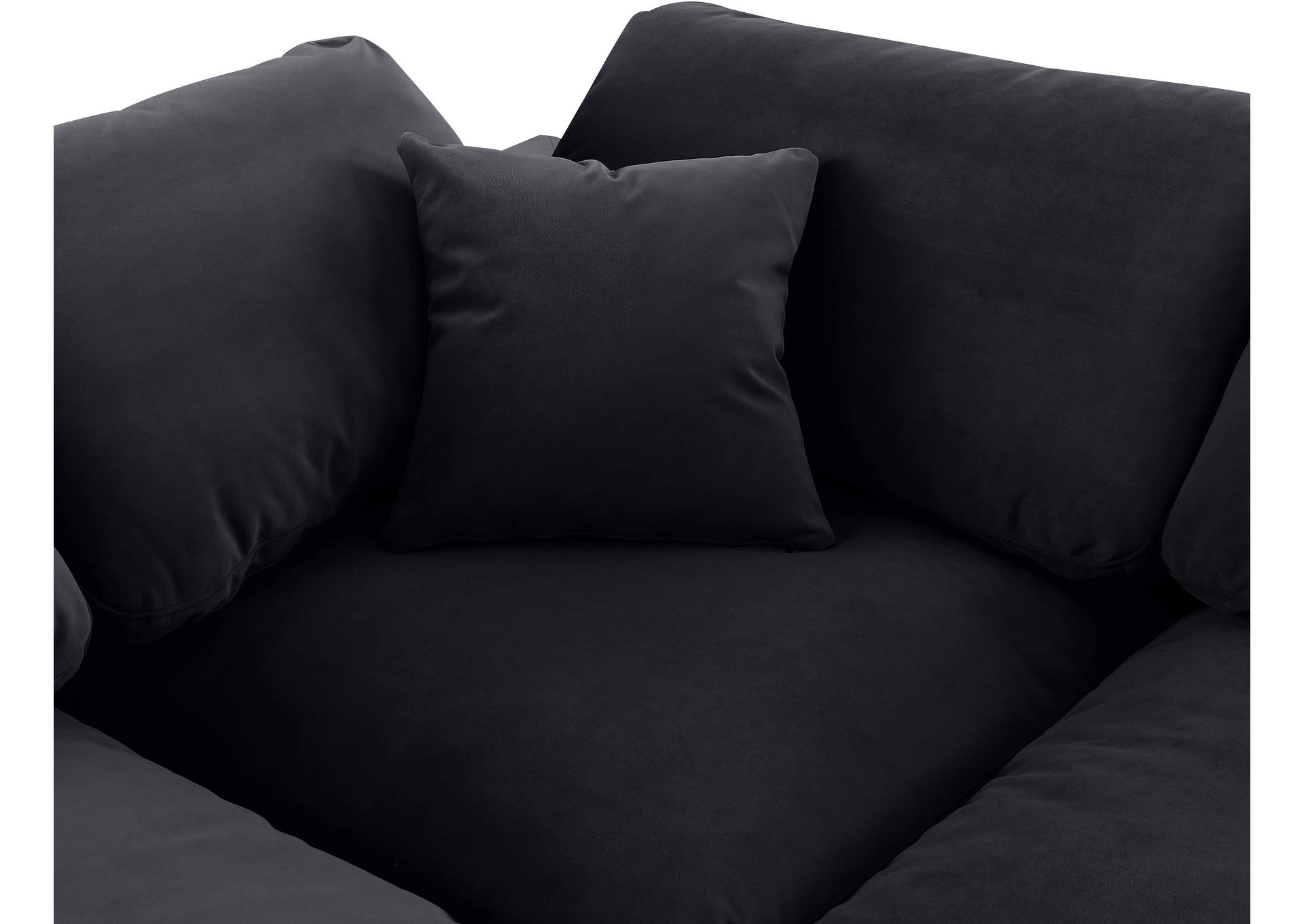 Comfy Black Velvet Modular Sectional