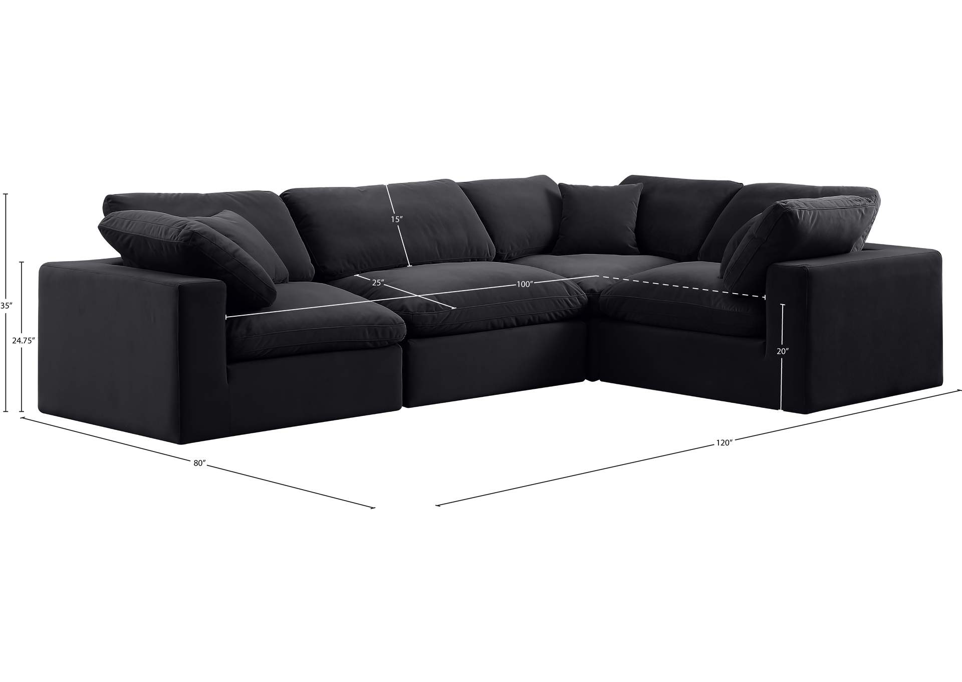 Comfy Black Velvet Modular Sectional