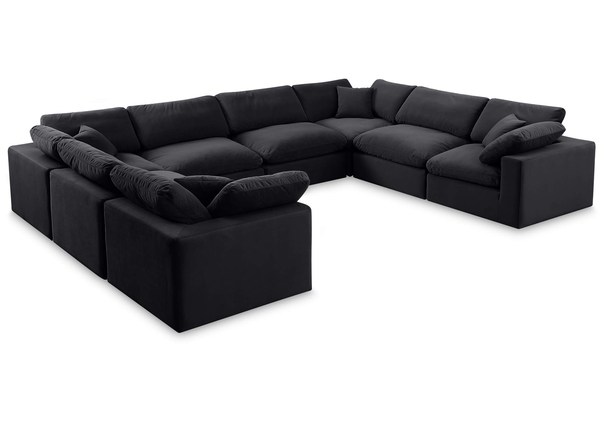 Comfy Black Velvet Modular Sectional